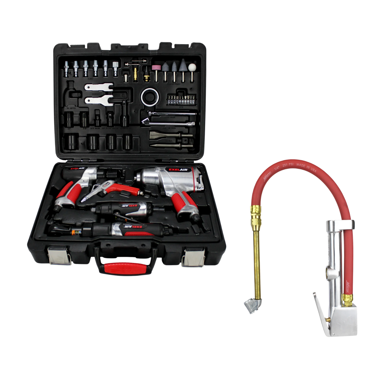 Air Tool & Inflator Combo - EXELAIR® Pro 50-Piece Air Tool Kit + Dual
