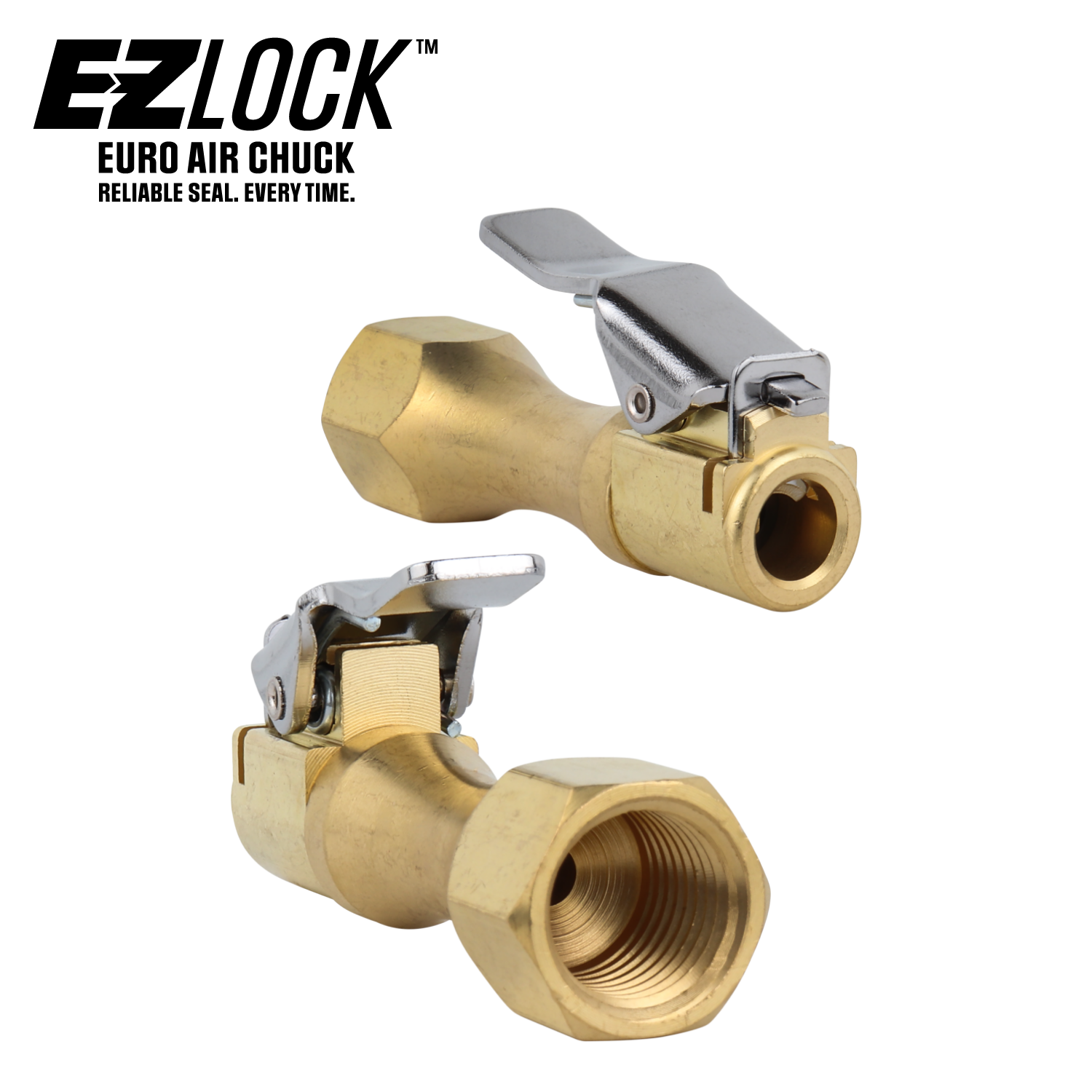 EZ-Lock™ Euro Air Chuck, Heavy Duty Brass, 175 PSI, Open Flow