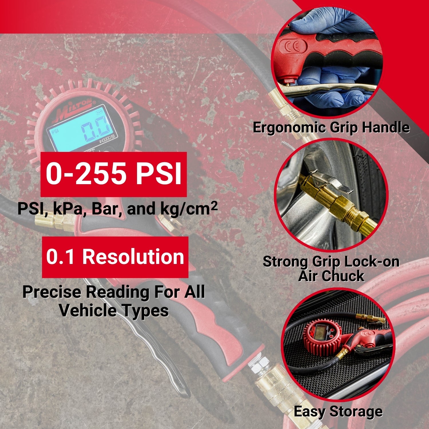 Digital Tire Pressure Gauge 220 PSI Tire Pressure Monitor Compressor Tool With