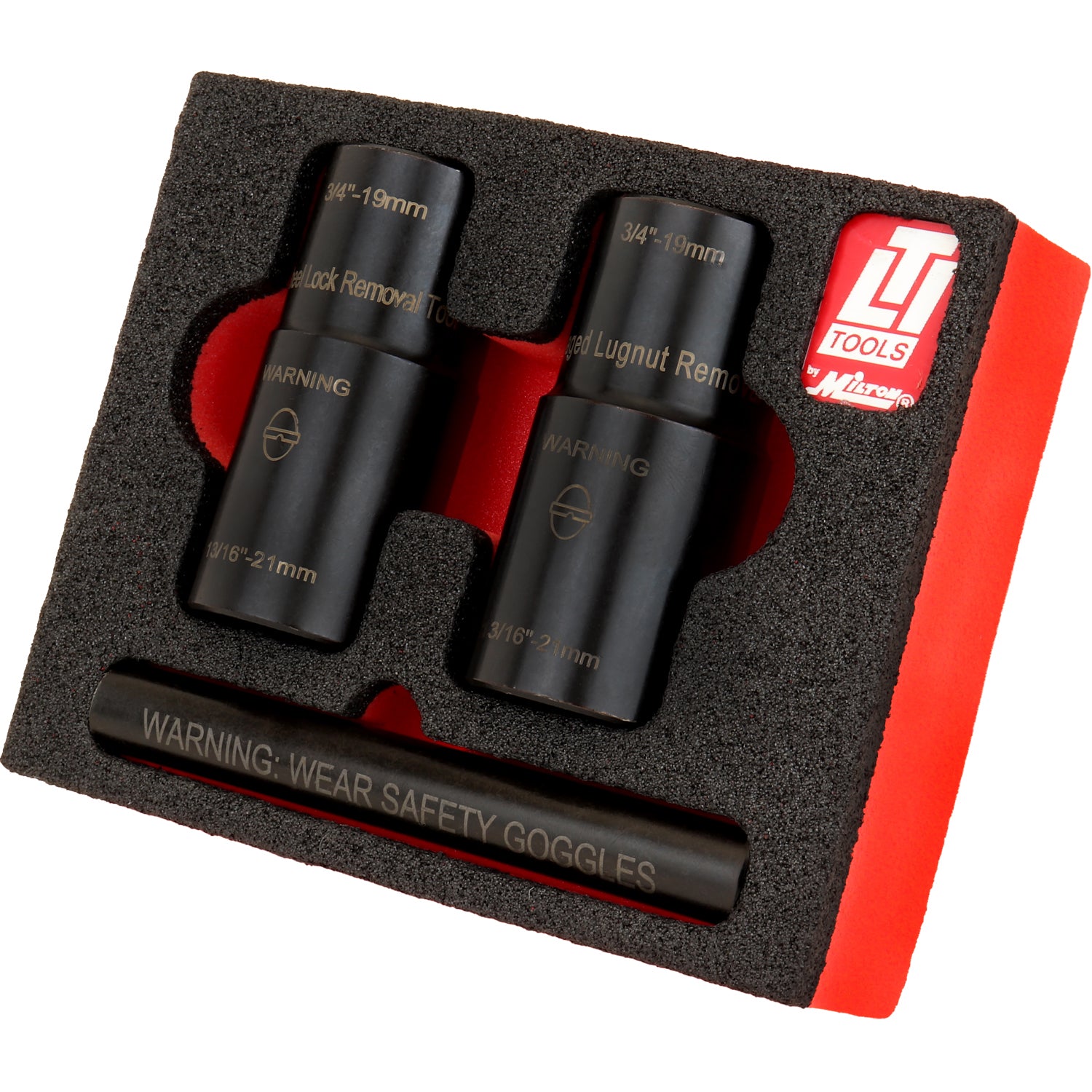 LT4300F – 3 Piece Twist Socket Lug Nut Removal System with Foam Storage Tray