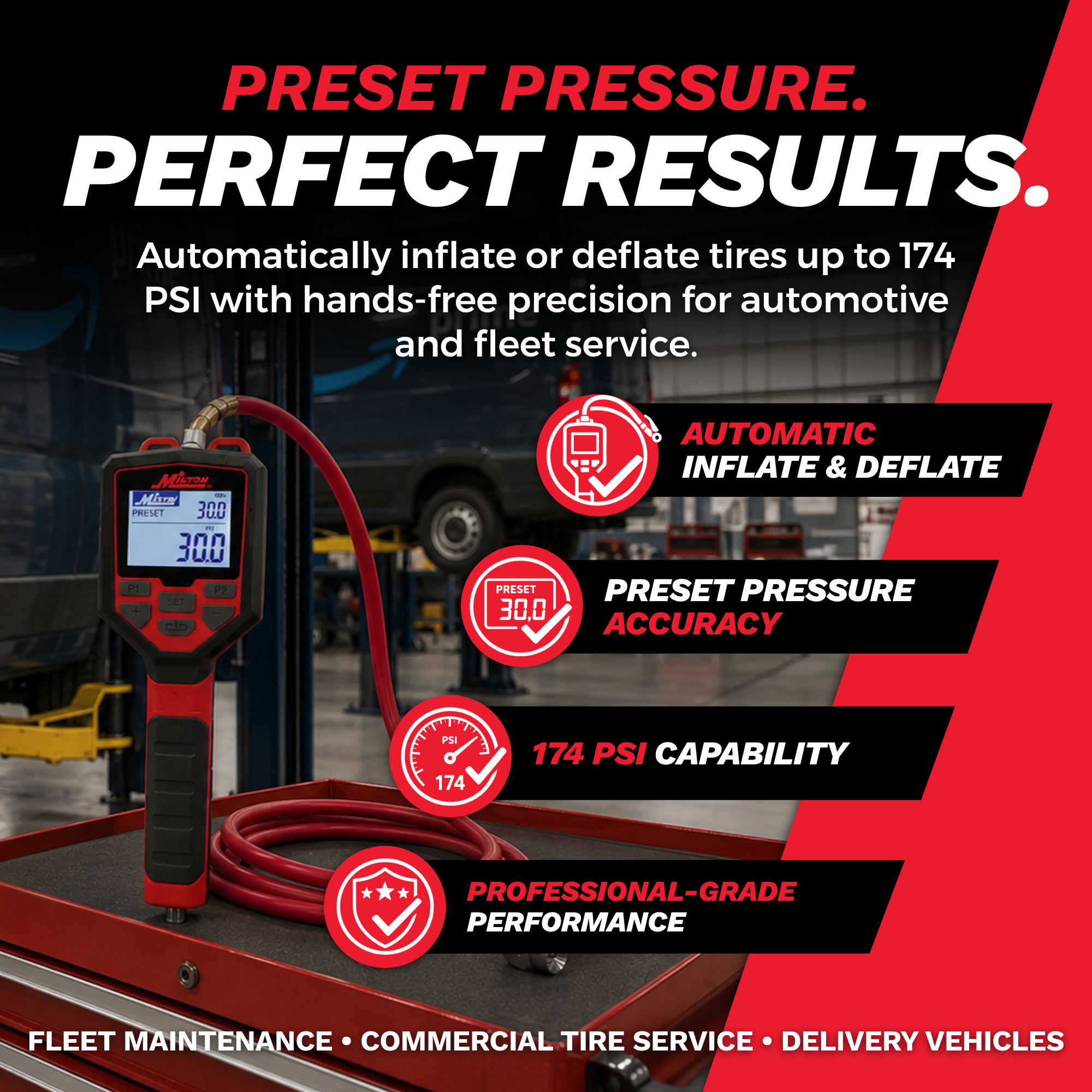 Heavy-Duty Preset Digital Auto Tire Inflator with Gauge, 174 PSI Automatic Inflate & Deflate
