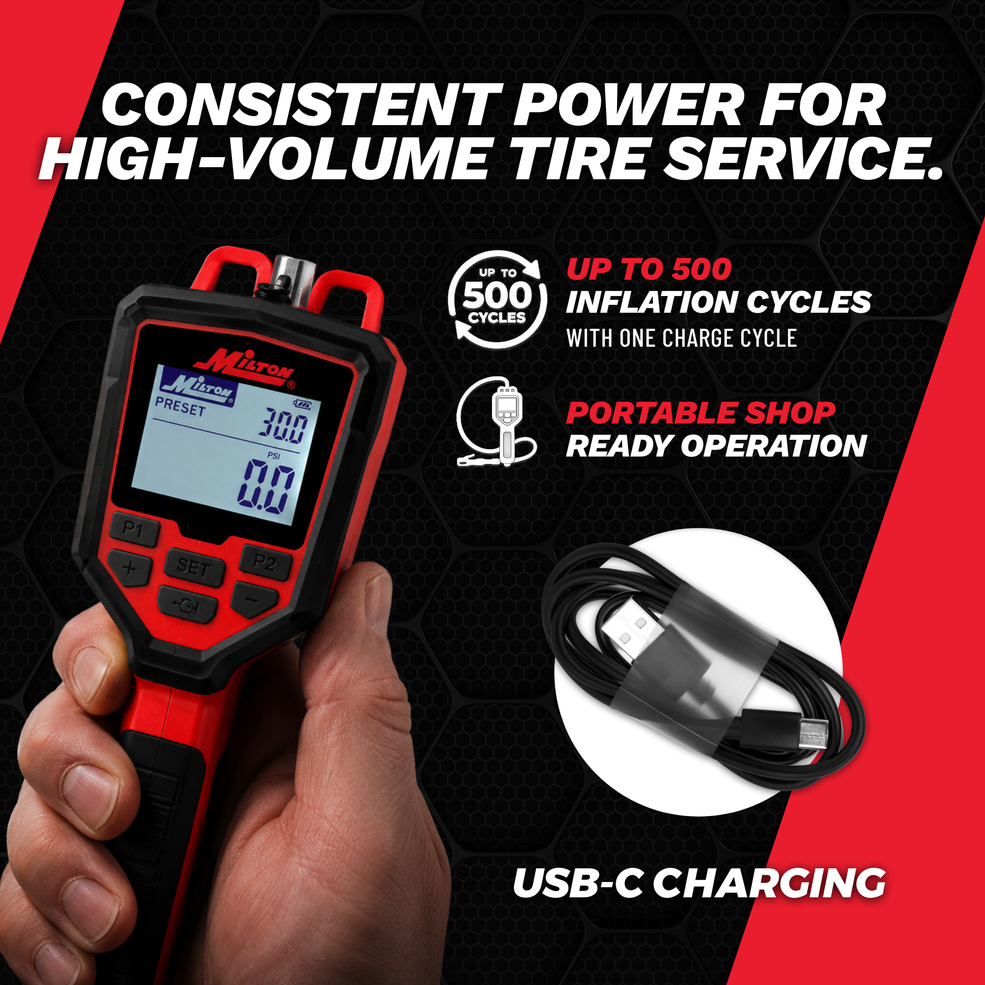 Heavy-Duty Preset Digital Auto Tire Inflator with Gauge, 174 PSI Automatic Inflate & Deflate