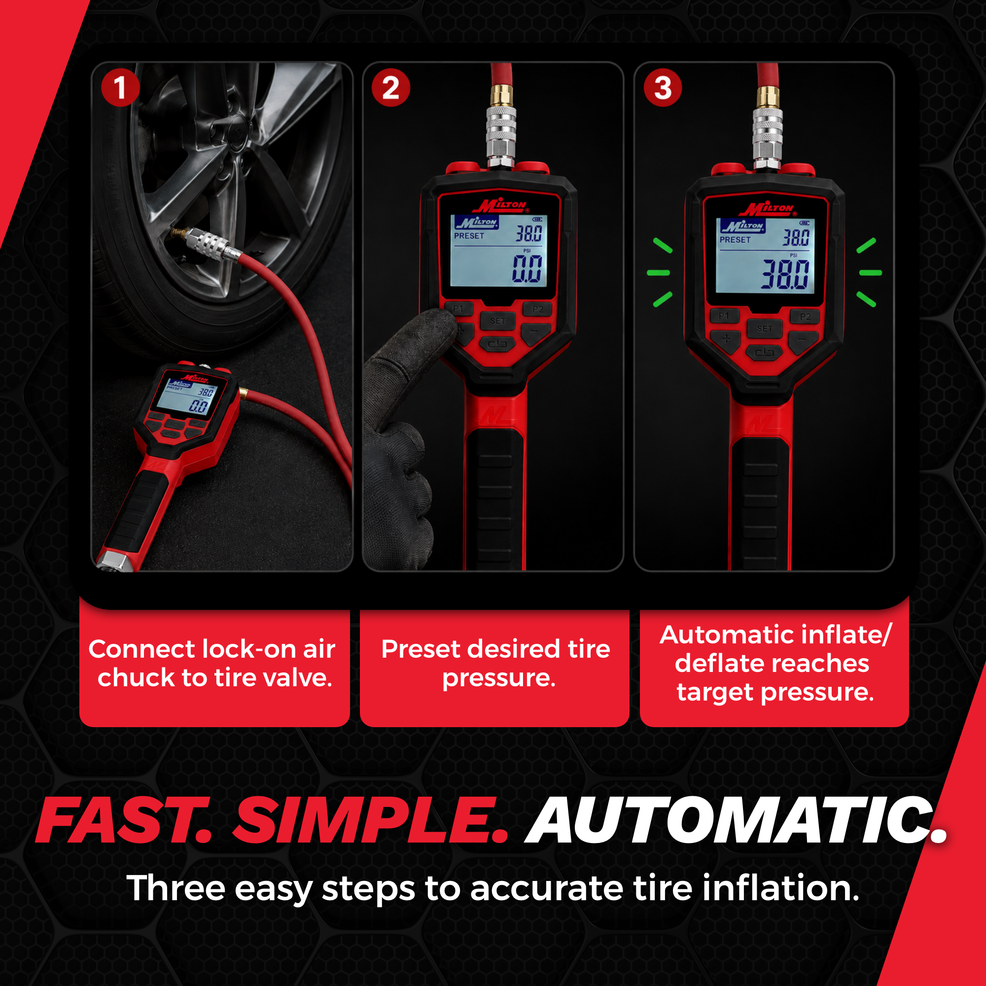 Heavy-Duty Preset Digital Auto Tire Inflator with Gauge, 174 PSI Automatic Inflate & Deflate