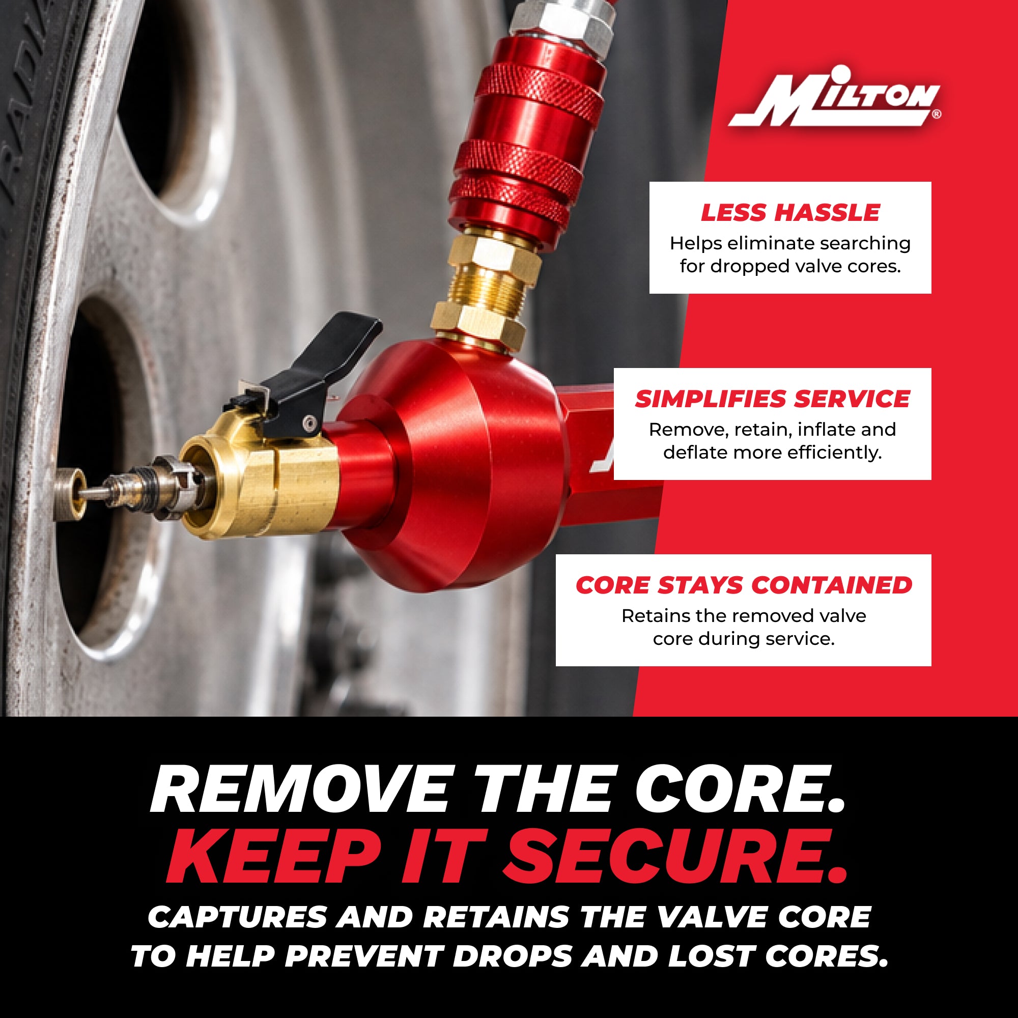 Large Bore Valve Core Removal Tool – Full-Bore Inflator/Deflator with Clip-On Chuck & 360° Swivel Air Inlet