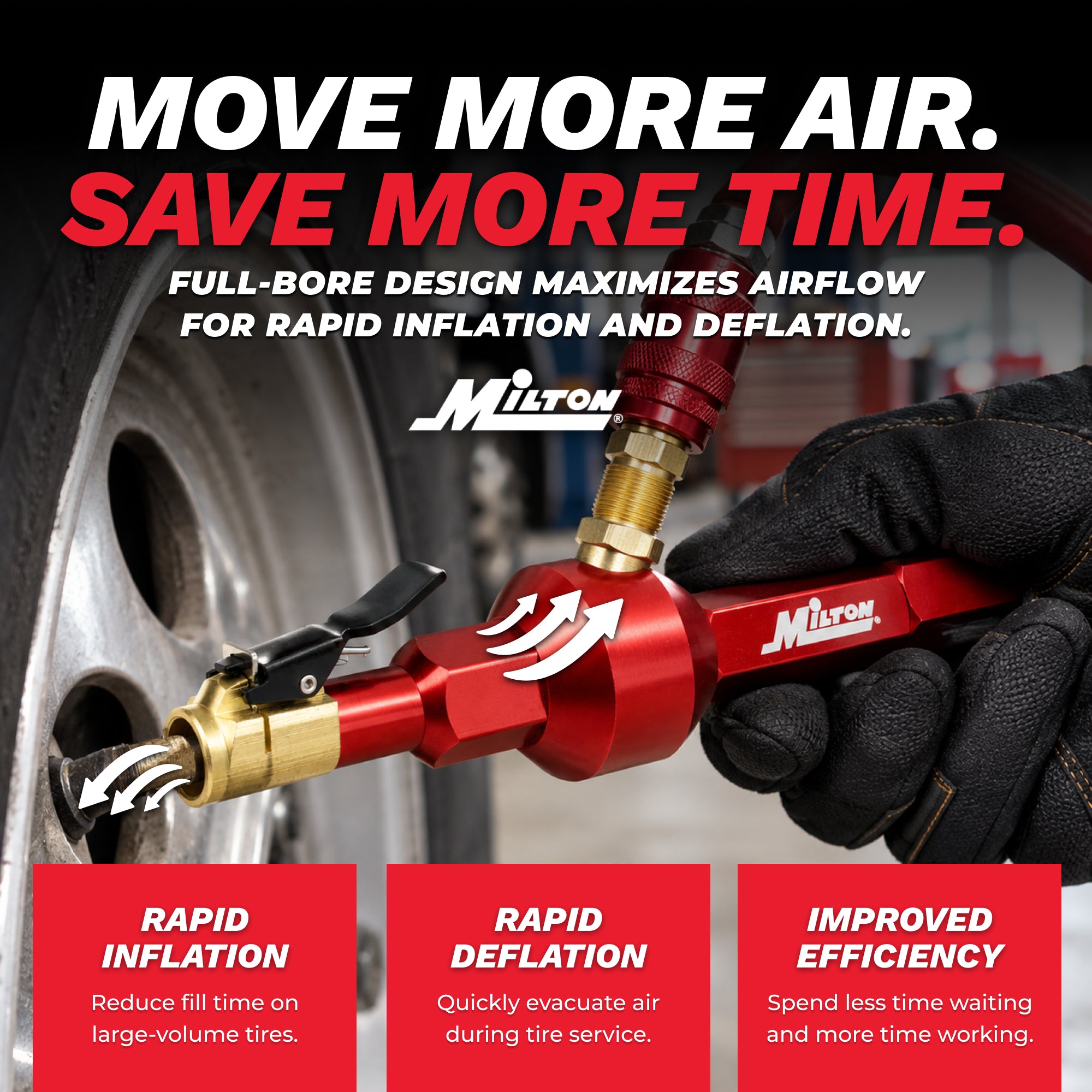 Large Bore Valve Core Removal Tool – Full-Bore Inflator/Deflator with Clip-On Chuck & 360° Swivel Air Inlet