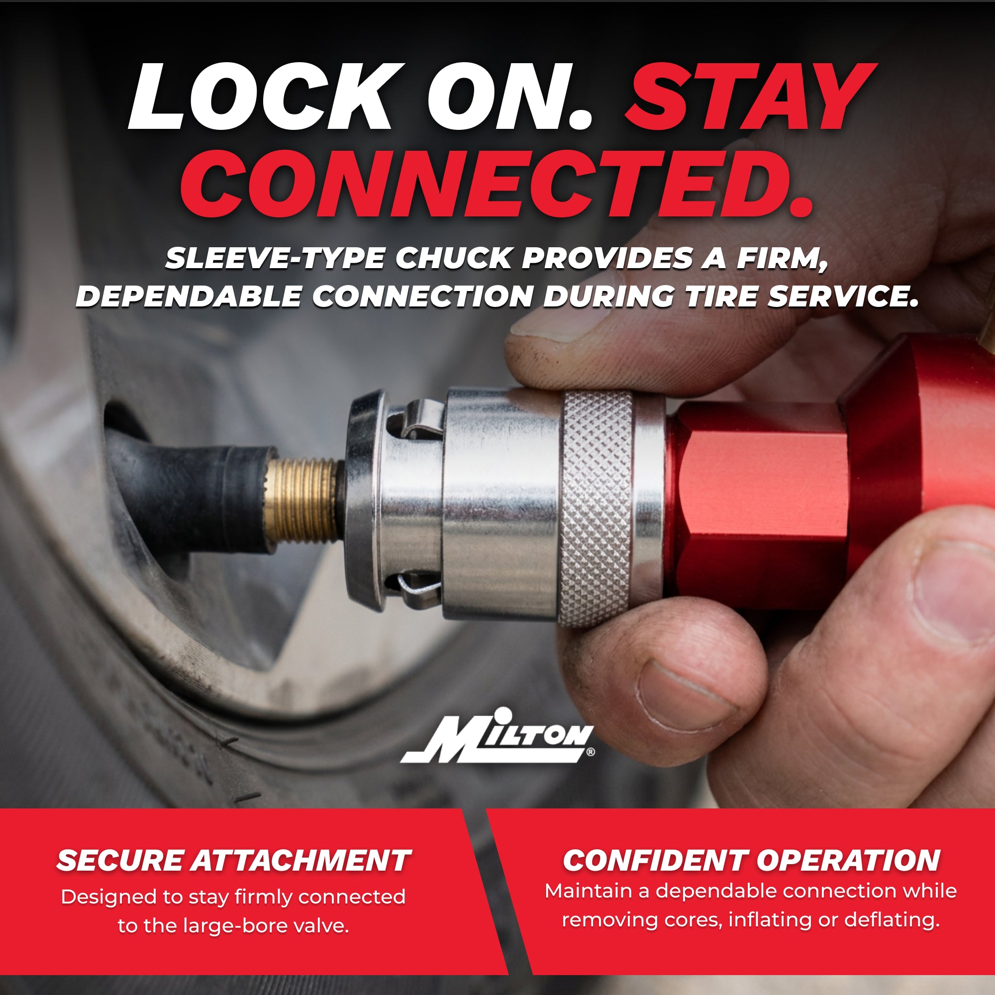 Large Bore Locking Valve Core Removal Tool – Full-Bore Inflator/Deflator with 360° Swivel Air Inlet