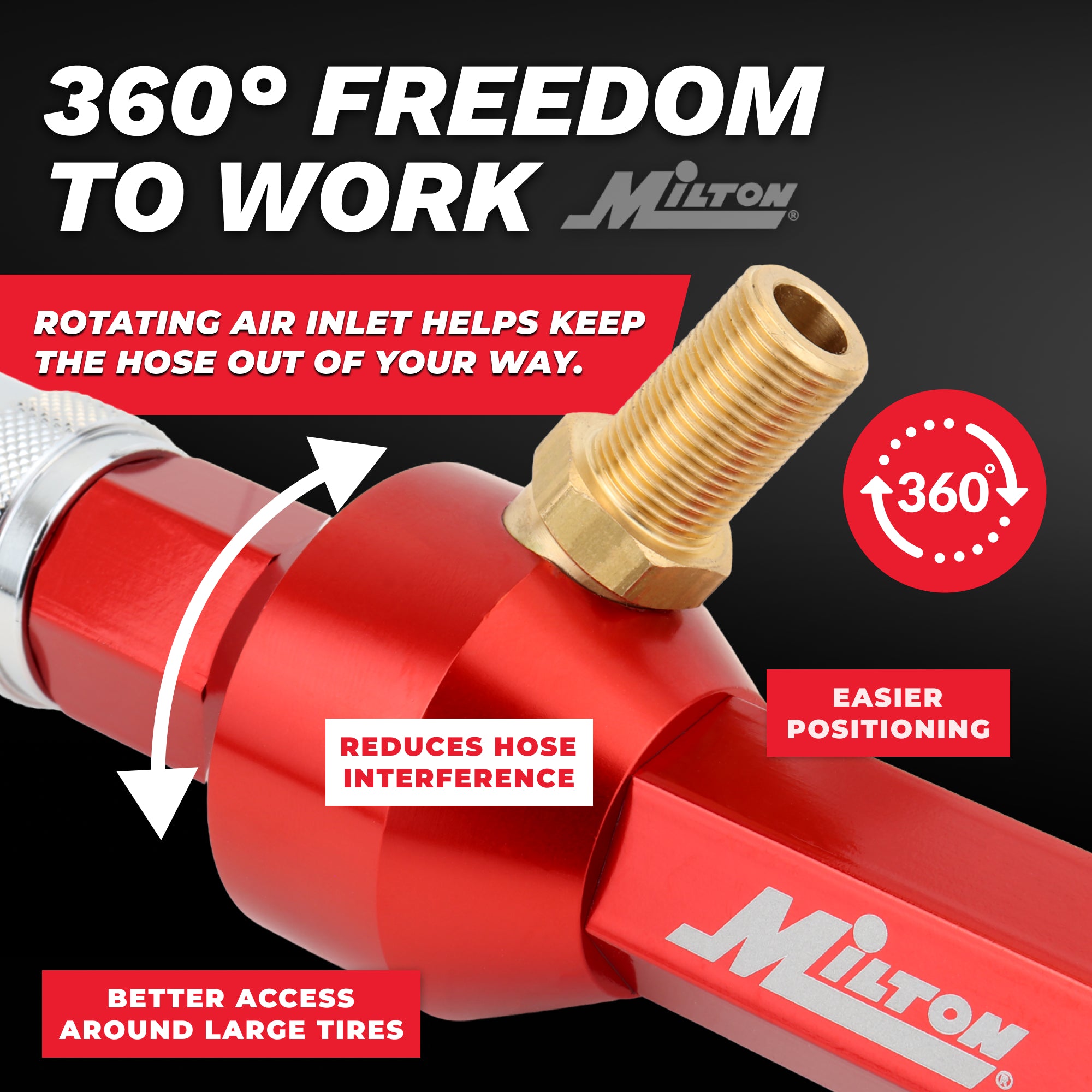Large Bore Locking Valve Core Removal Tool – Full-Bore Inflator/Deflator with 360° Swivel Air Inlet