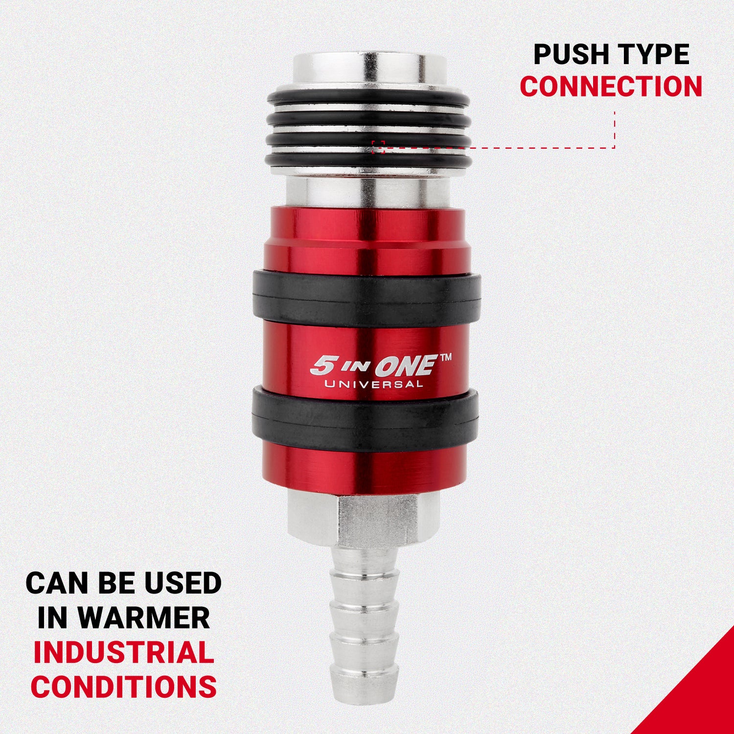 5 In ONE® Universal Safety Exhaust Hose Barb Industrial Coupler, 3/8