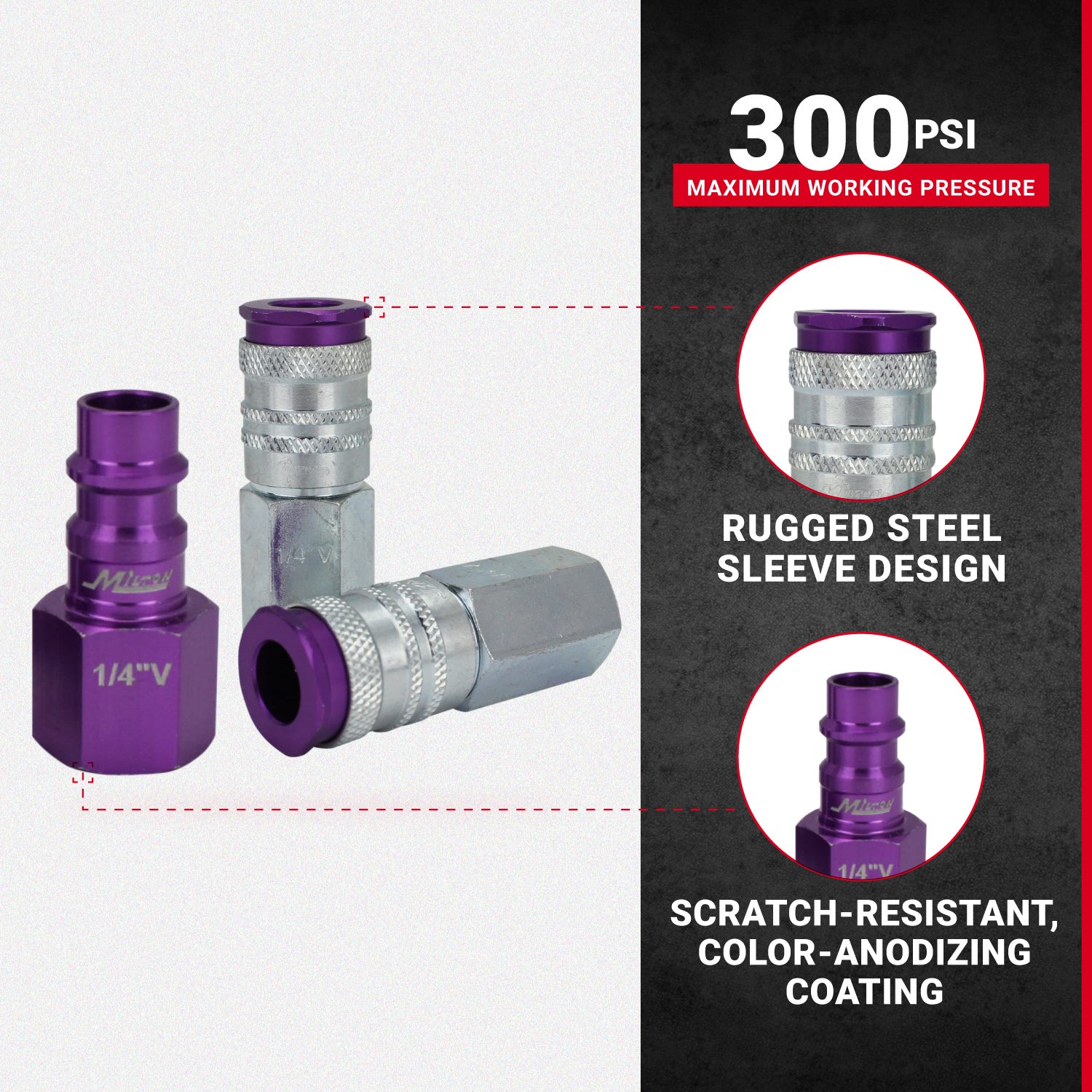 COLORFIT® HIGHFLOWPRO® Coupler & Plug Kit (V-Style, Purple) - 1/4