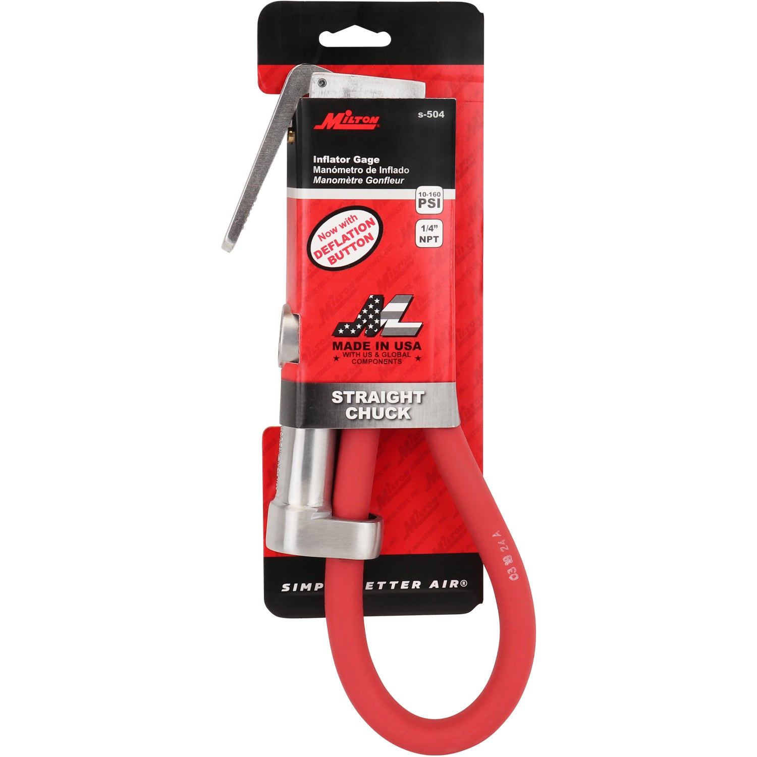 Straight Head Air Chuck Inflator Gauge