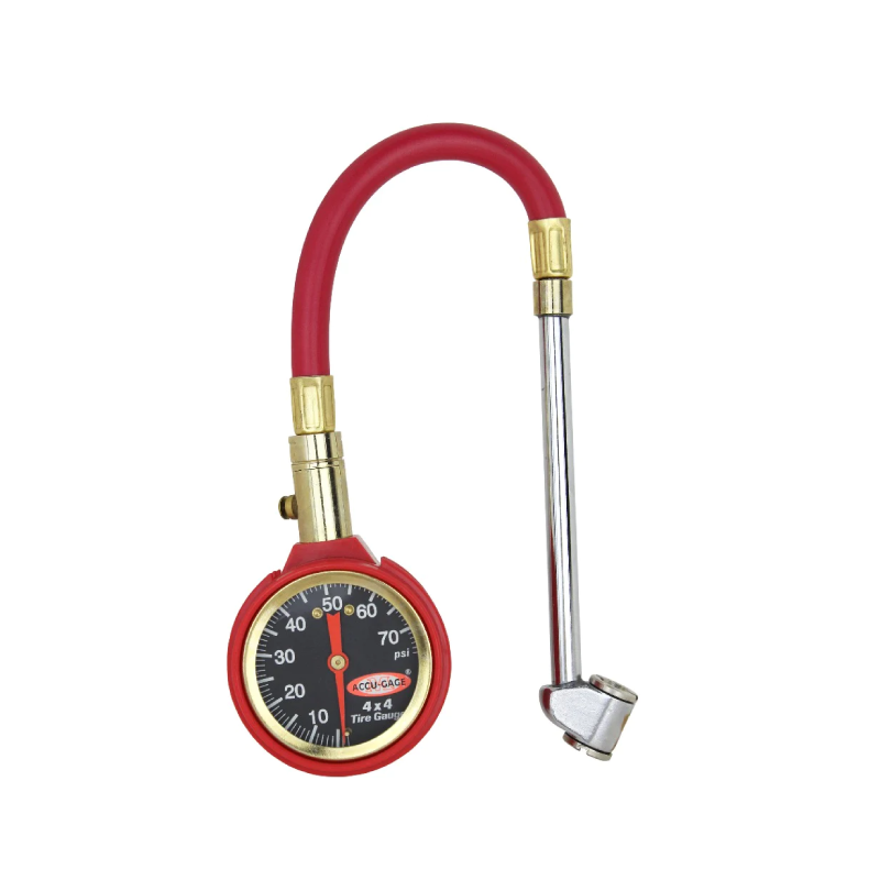 ACCU-GAGE® by Milton® Dial Tire Pressure Gauge with Dual Foot Air Chuck and 11 in. Rubber Hose - ANSI Certified for Motorcycle/Car/Truck Tires (0-75 PSI)