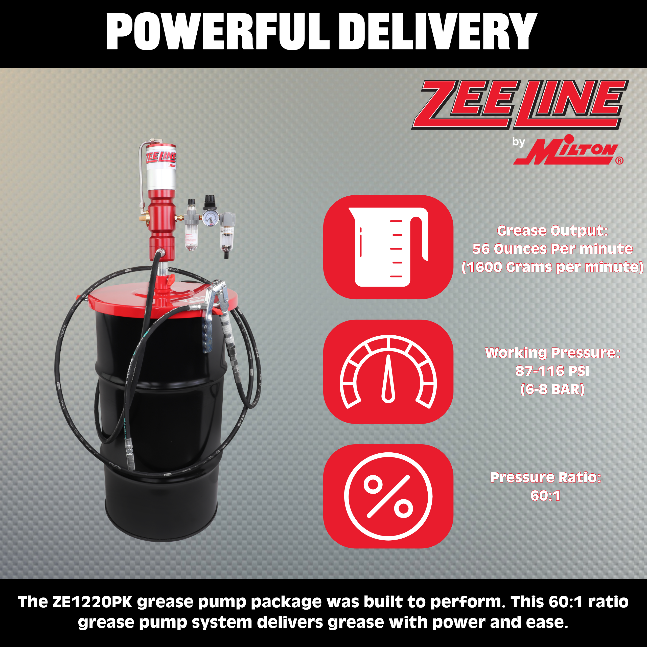 ZE1220PK – 60:1 Premium Grease Pump for 120 Lbs. Kegs Package