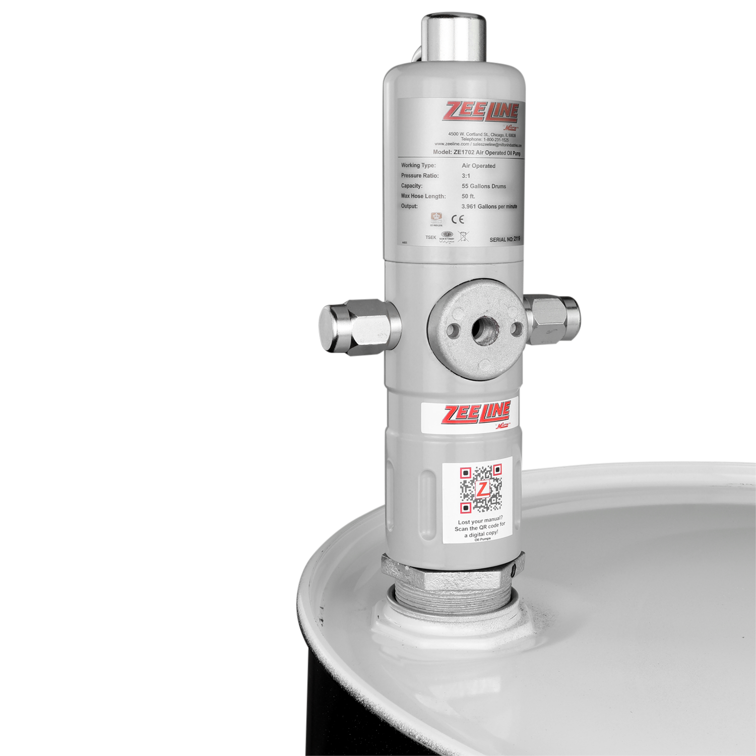 ZE1702 – 3:1 Pneumatic Piston Pump for 55-Gallon Drums