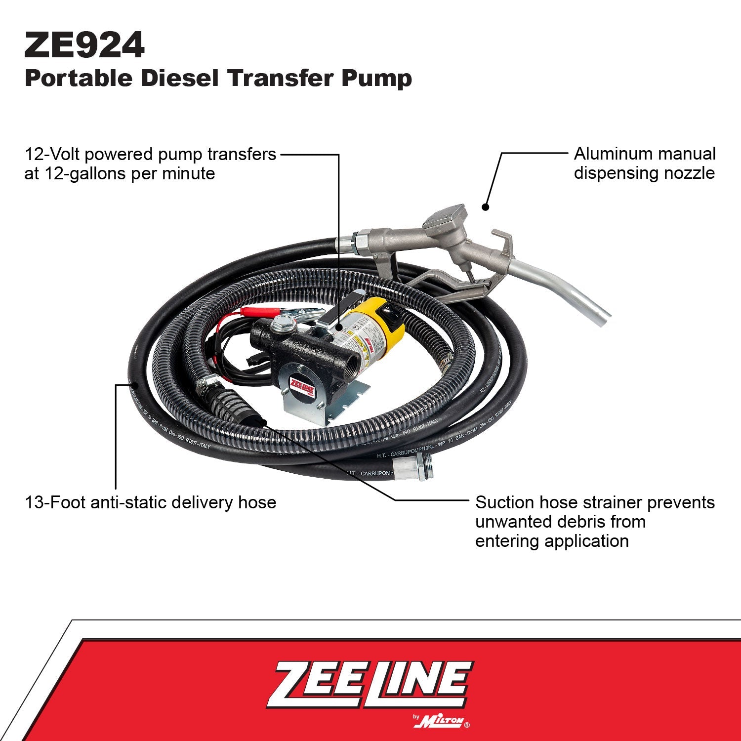 ZE924 – Portable 12-Volt Electric Diesel Pump Kit (12 GPM)