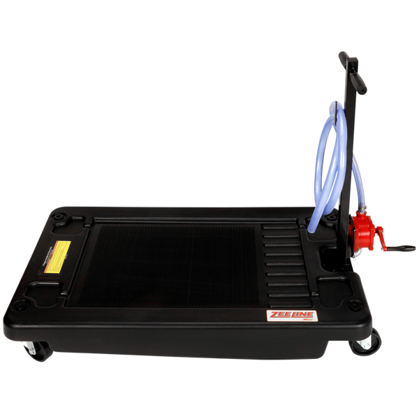 Low profile waste oil drain with an 17 gallon capacity