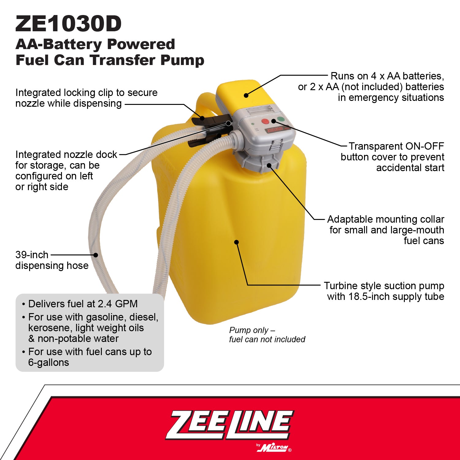 ZE1030D – AA Battery Powered Fuel Can Transfer Pump