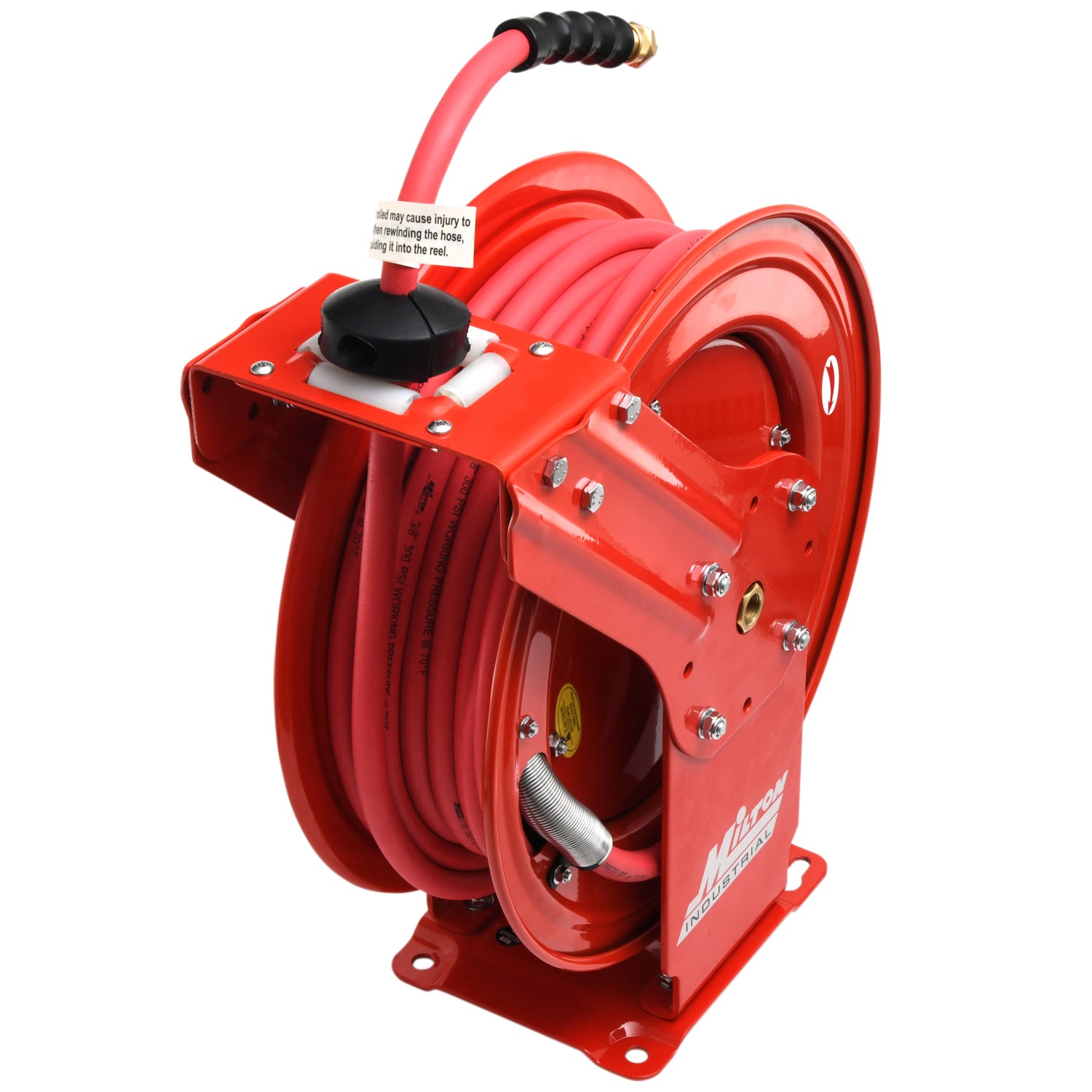 Industrial Auto-Retracting Hose Reel w/ EPDM Rubber Hose, 300 PSI