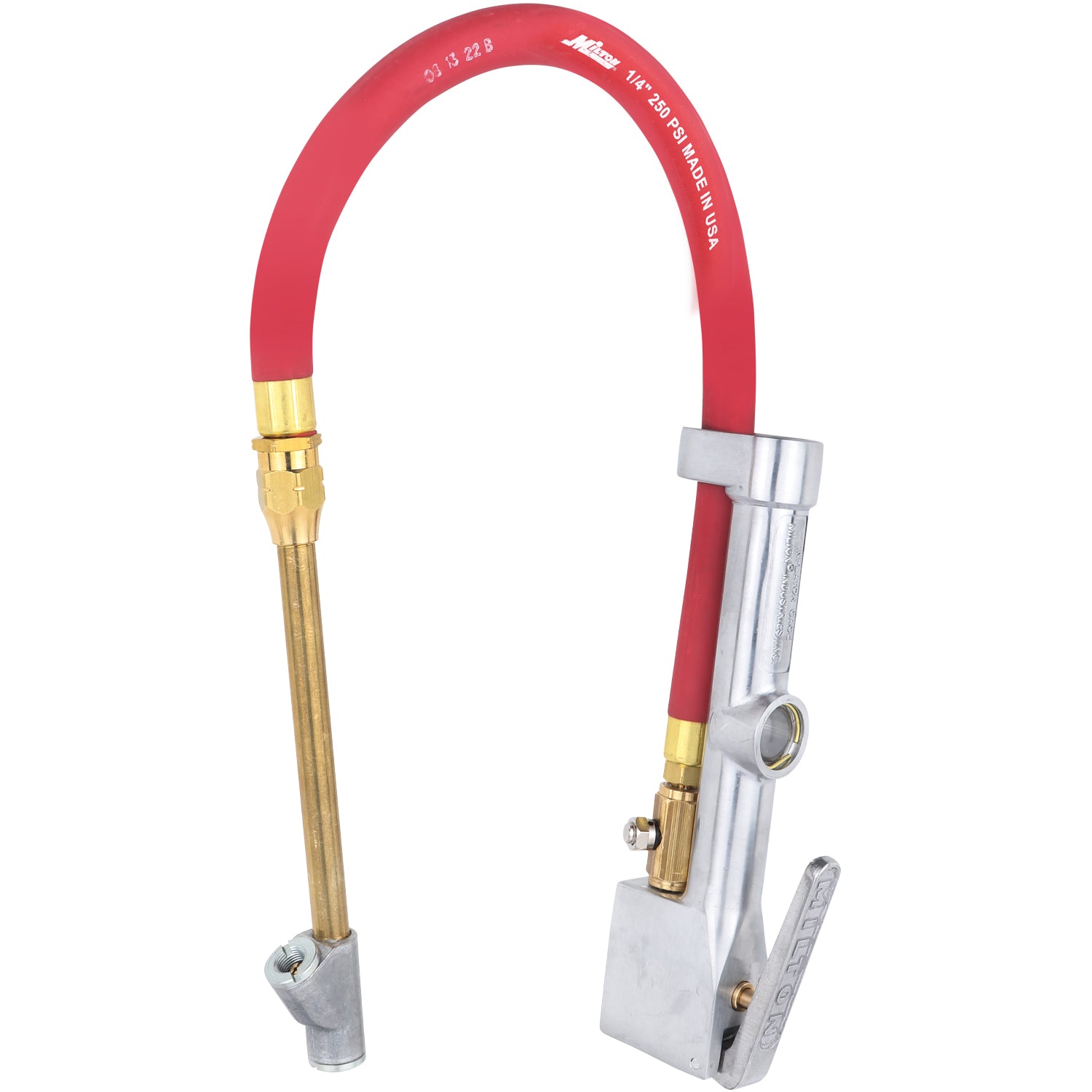 NEW & IMPROVED - Milton® Tire Inflator Gauge with Dual Head Straight Foot Air Chuck 15” Air Hose 10-160 PSI