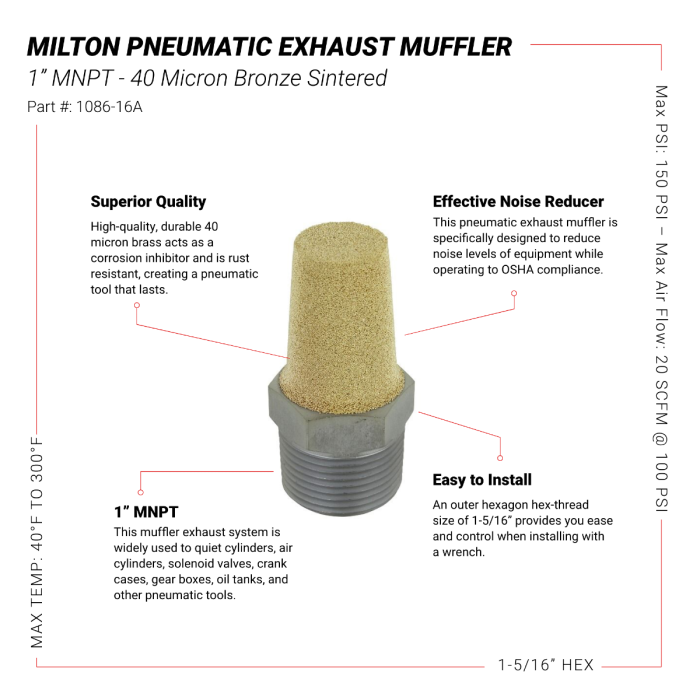 Pneumatic Exhaust Muffler, 1” MNPT