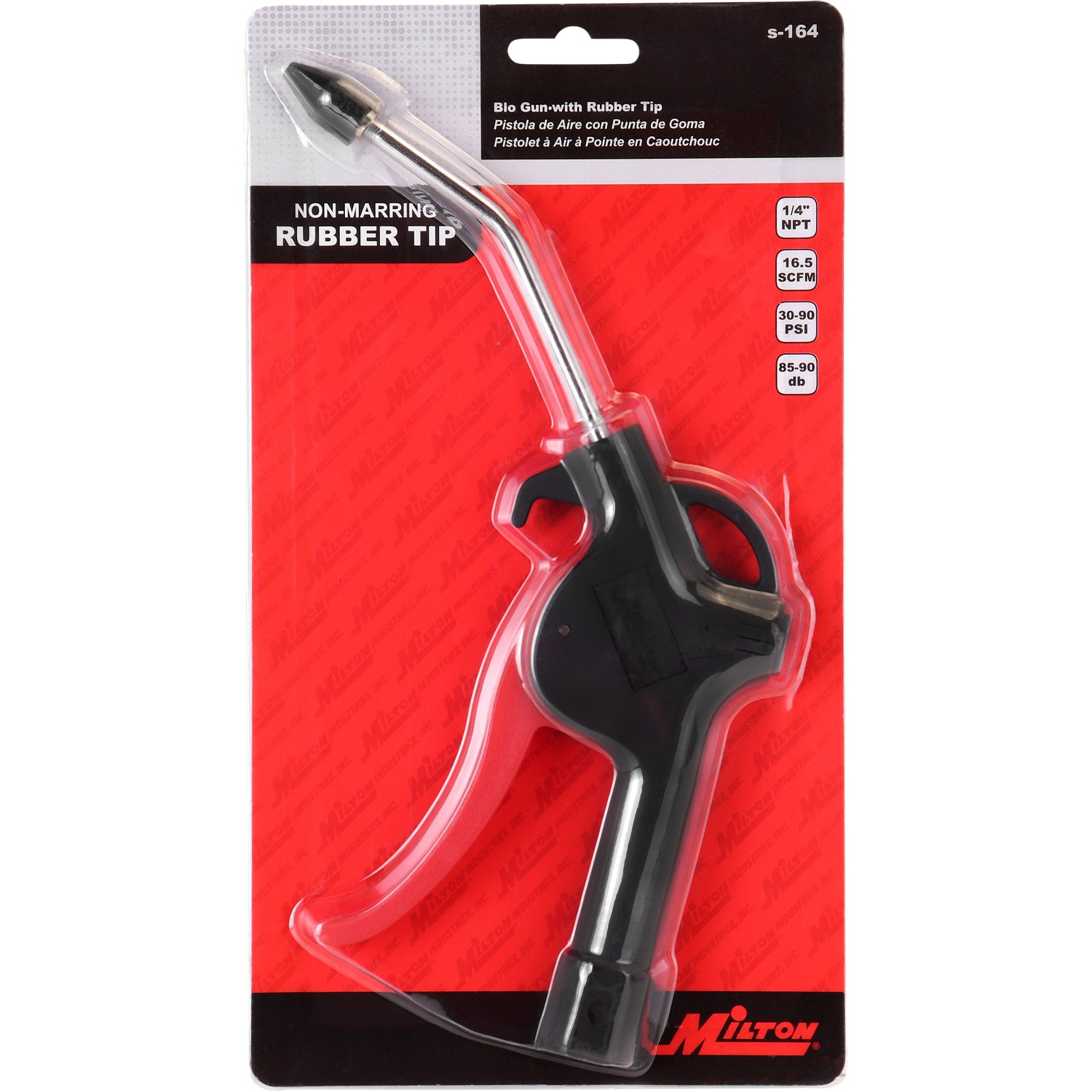 Lightweight Pistol Grip Blow Gun w/ Fixed Rubber Tip, 1/4