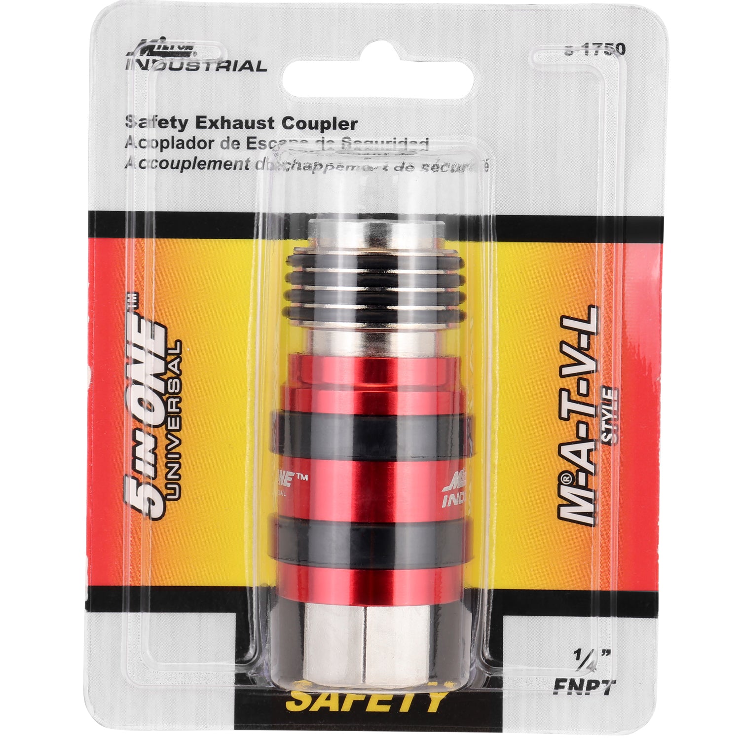 5 In ONE® Universal Coupler w/Safety Exhaust Quick-Connect, 1/4