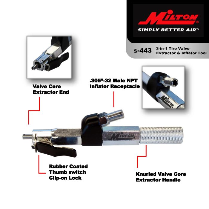 3-in-1 Tire Valve Extractor and Inflator Tool (Remove, Inflate, Instal ...