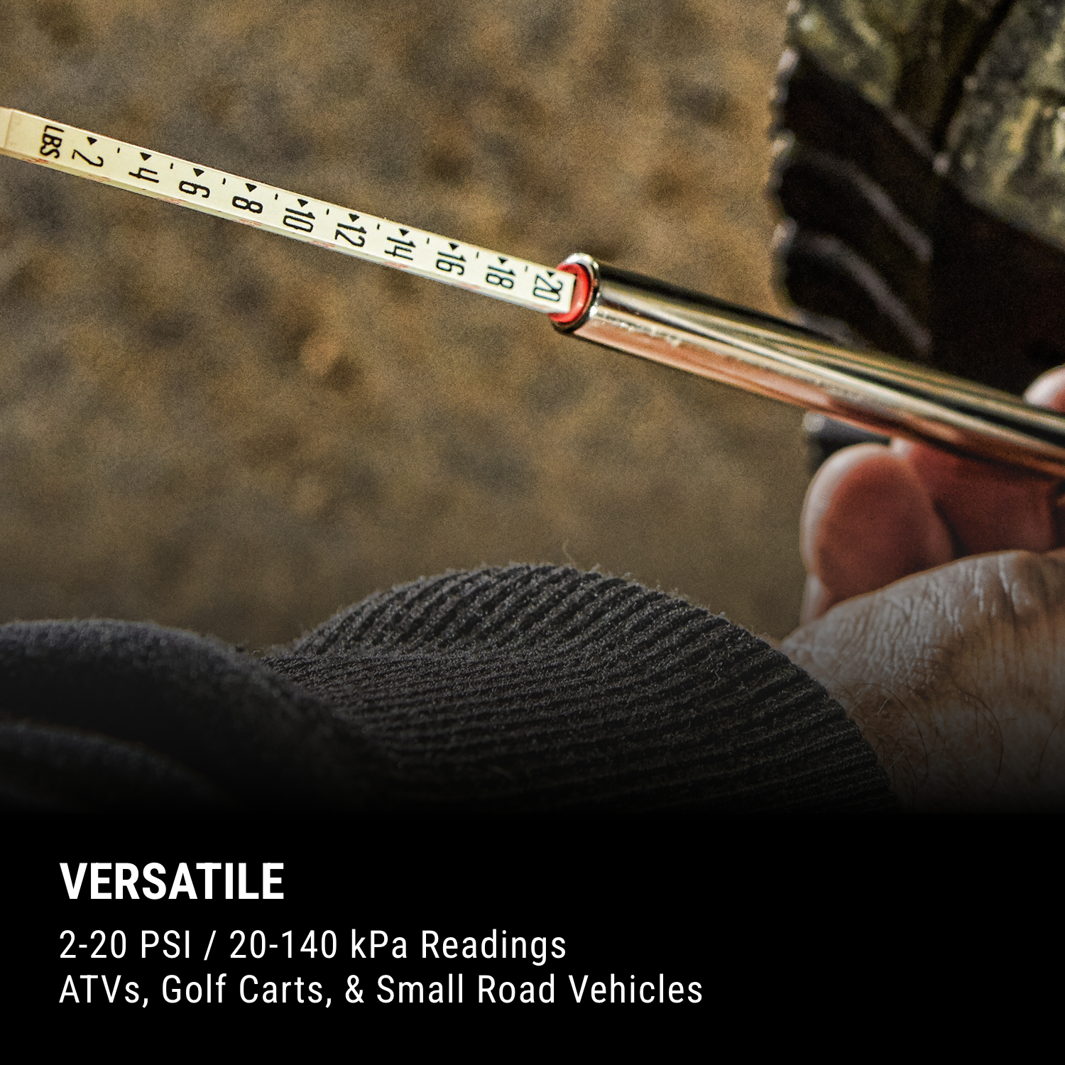 Milton® Heavy Duty, Tire Pencil Gauge, 2-20 PSI, Single Head Air Chuck, Brass Tubing, Corrosion Resistant