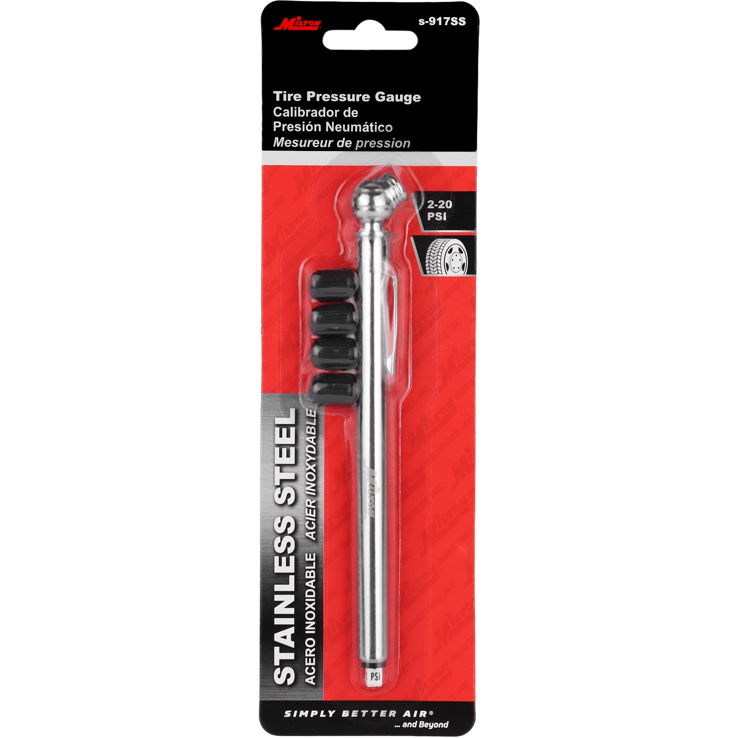 Tire Pressure Gauge, Single Ball Head Air Chuck, Stainless Steel Low-Pressure Pencil Tire Gauge, 2-20 PSI Trucks, RVs, and Cars