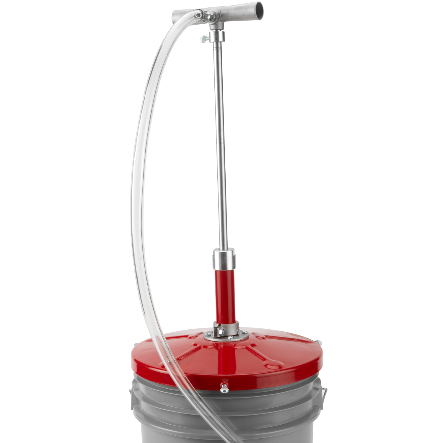 Hand operated tire sealant pump with return valve and 5' hose, designed to fit 5-6 1/2 gallon pails Hand operated tire sealant pump with return valve and 5' hose, designed to fit 5-6 1/2 gallon pails