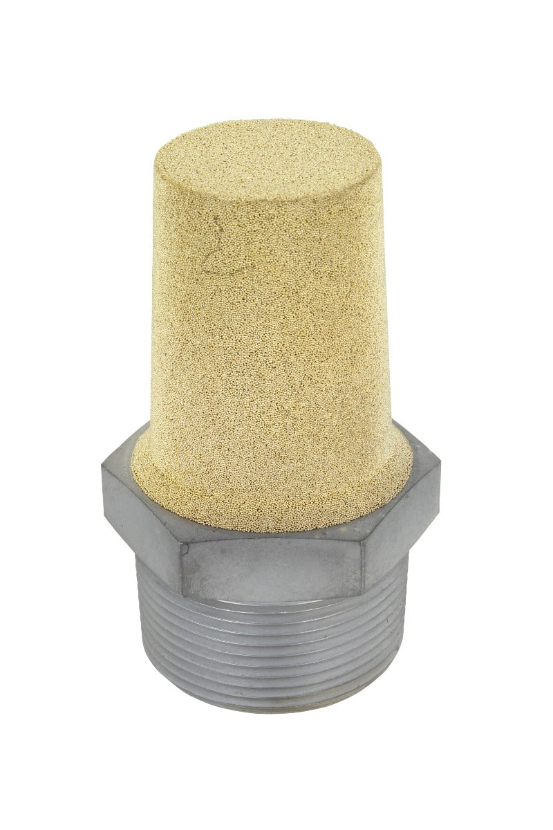 Pneumatic Exhaust Muffler, 1 1/2” MNPT 40 Micron Sintered Bronze Silencer/Diffuse air & Noise Reducer - Box of 25