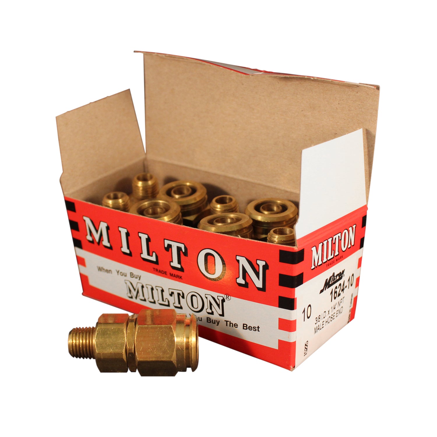 Milton® 3/8" MNPT Flex Hose Replacement Fitting Box of 10