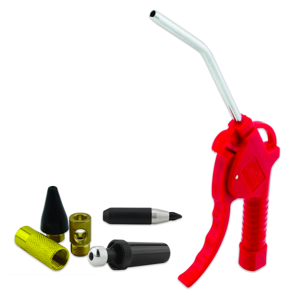 Pistol Grip Blow Gun + Starter Accessory + 3 Piece Adjustable Nozzle Kit, 90 Max PSI