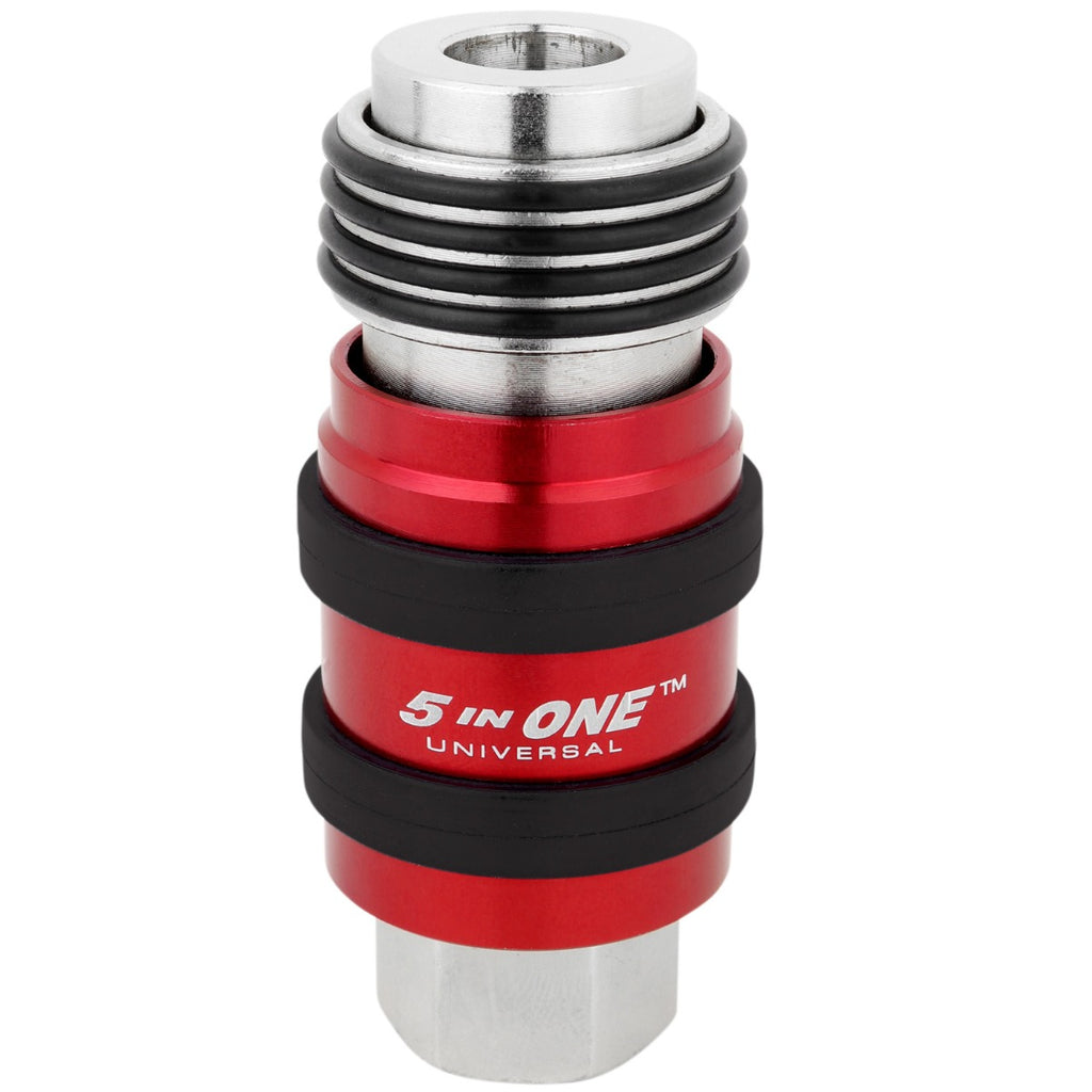 5 In ONE® Universal Safety Exhaust Quick-Connect Industrial Coupler, 1/4" Female NPT-Single