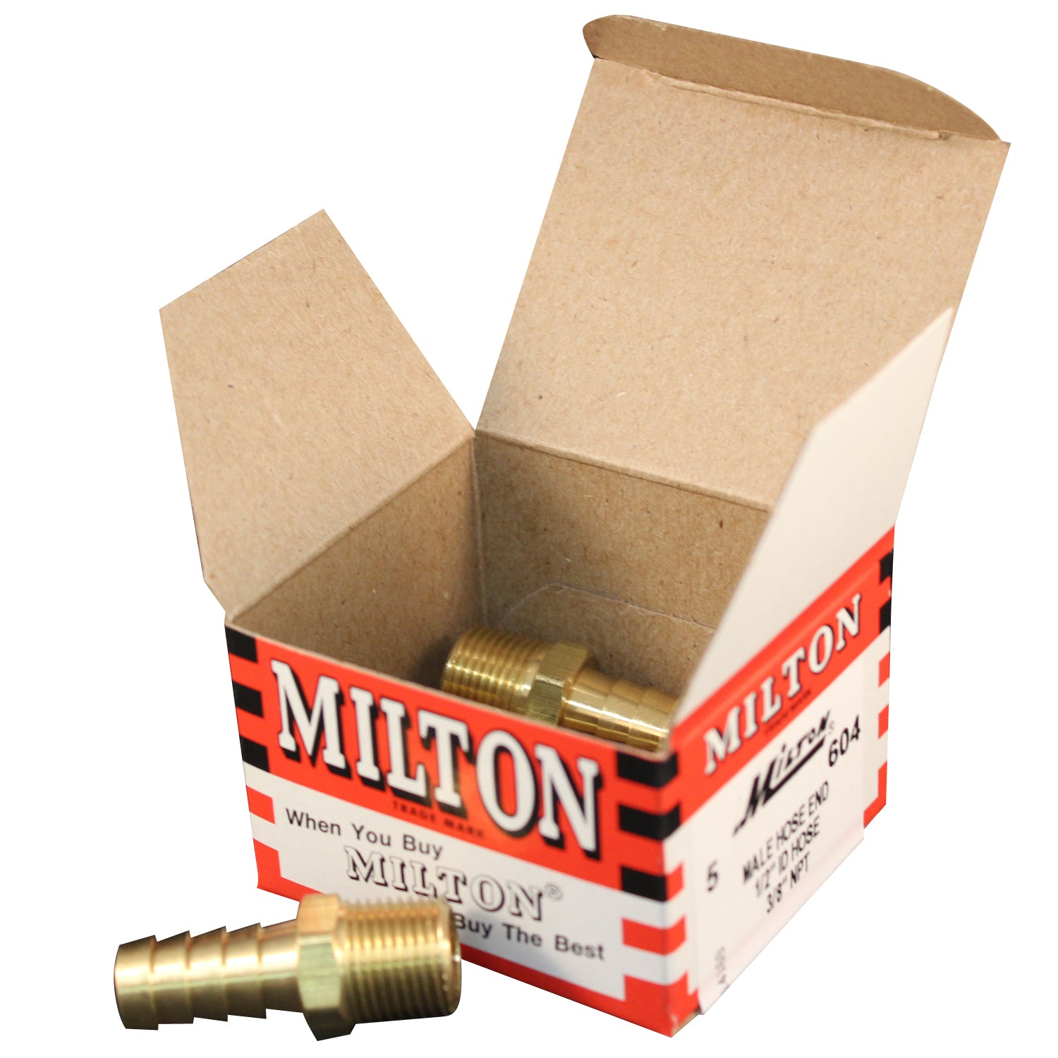 Milton 3/8" MNPT 1/2" ID Hose End Fitting (Box of 5) Milton Industries