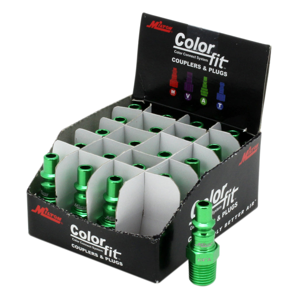 COLORFIT® Plugs (A-Style, Green) - 1/4" NPT Male (Box of 20)