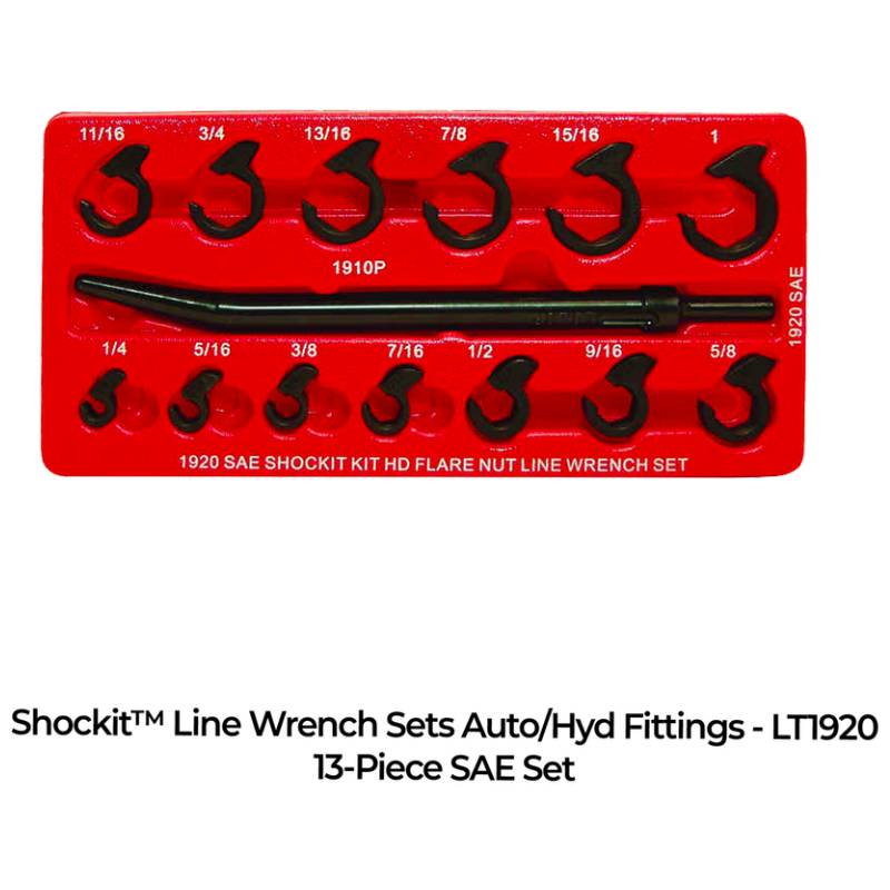 Shockit™ Line Wrench Socket Sets - Automotive/Hydraulic Line Fittings Removal 13-Piece Sae, 12-Piece Metric