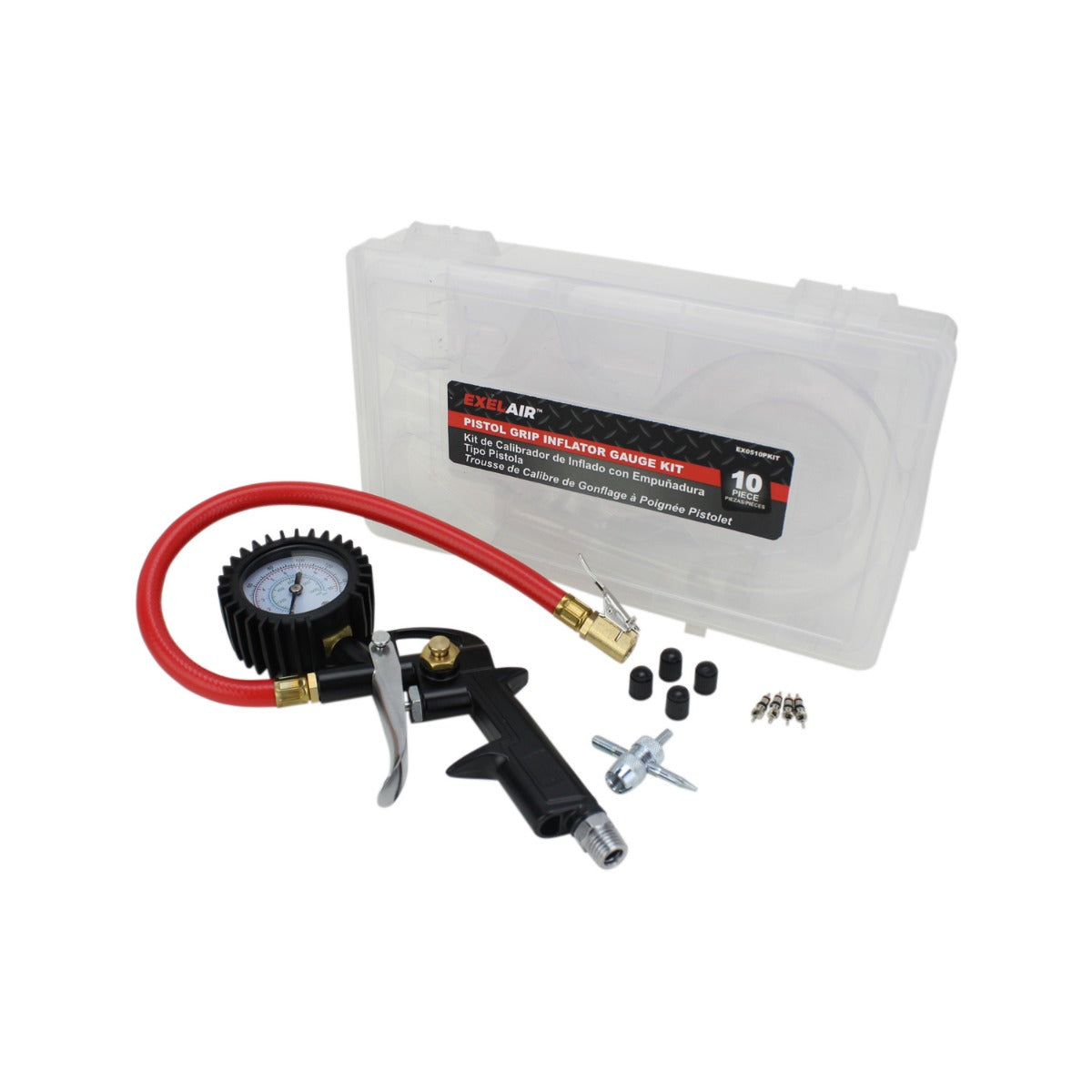 EXELAIR® EX0510PKIT Analog Pistol Grip Tire Inflator/Deflator Gauge Kit w/ 13