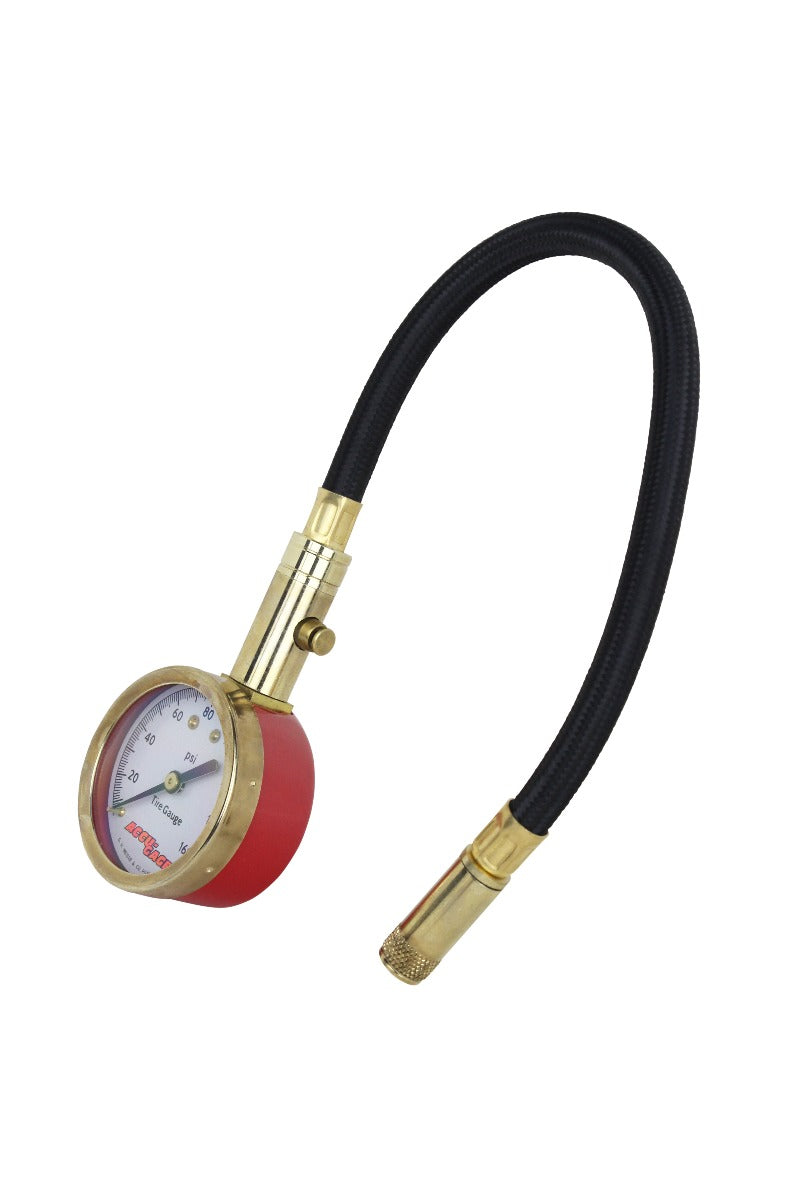 ACCU-GAGE® by Milton® Dial Tire Pressure Gauge with Straight Air Chuck and 11 in. Braided Hose - ANSI Certified for Motorcycle/Car/Truck Tires (0-160 PSI)