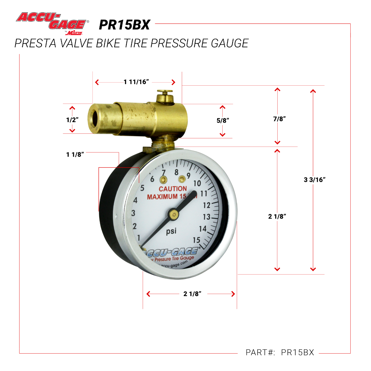 Presta shop pressure gauge