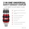 2-In-ONE Universal Safety Exhaust Industrial Coupler, 3/8" NPT x 3/8" Body Flow - PATENTED