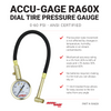 ACCU-GAGE® by Milton® Dial Tire Pressure Gauge w/ Right Angle Air Chuck and 11" Braided Hose - ANSI Certified for Motorcycle/Car/Truck (0-60 PSI)