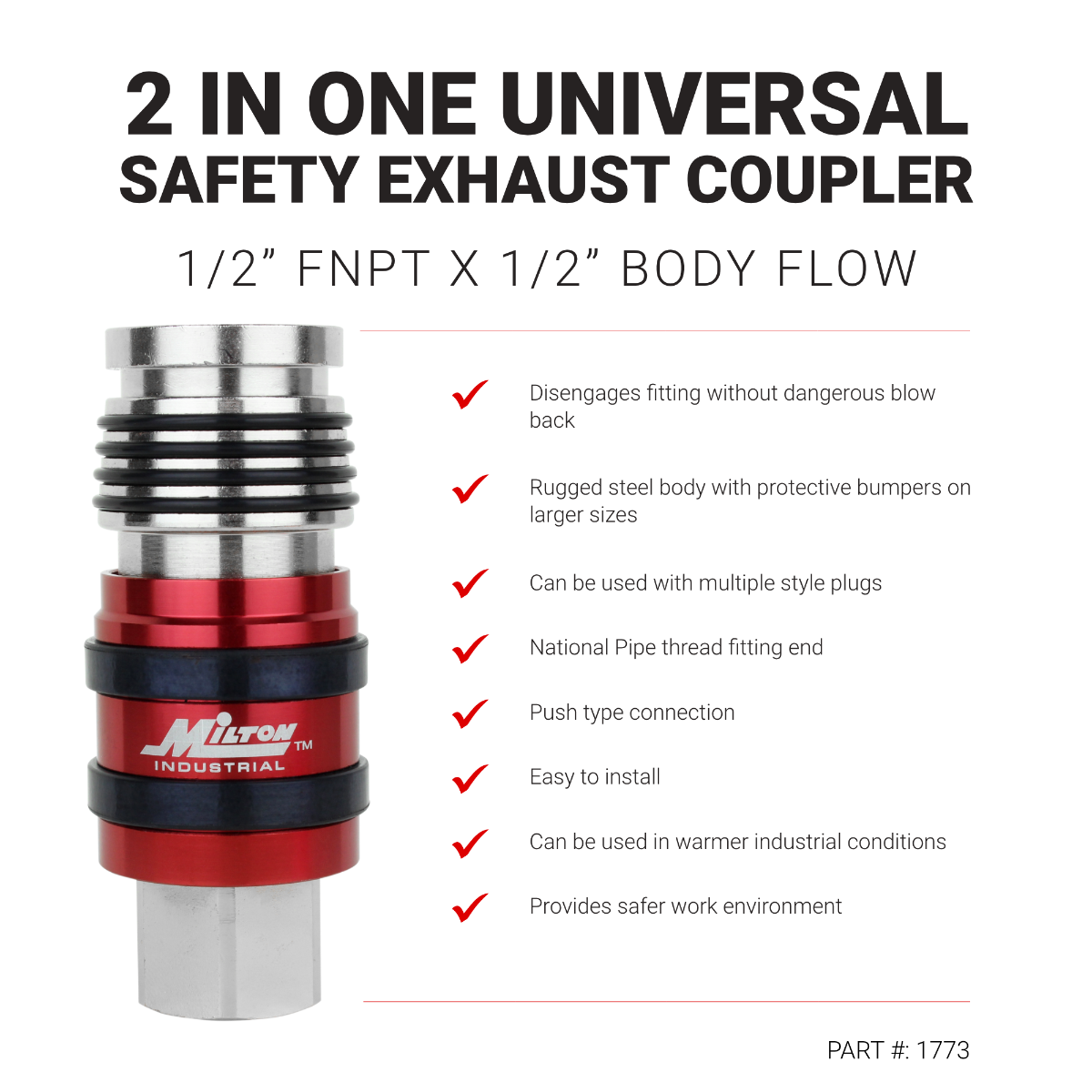 2-in-One Universal Safety Exhaust Industrial Coupler “ 1/2