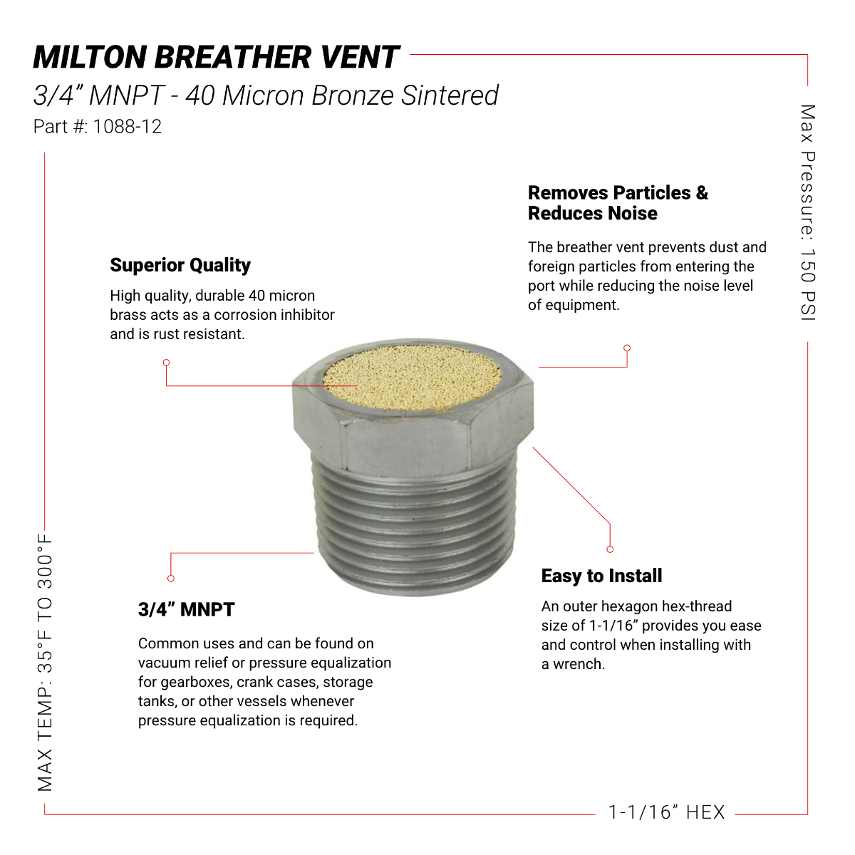 Breather Vent Pneumatic Muffler, 3/4