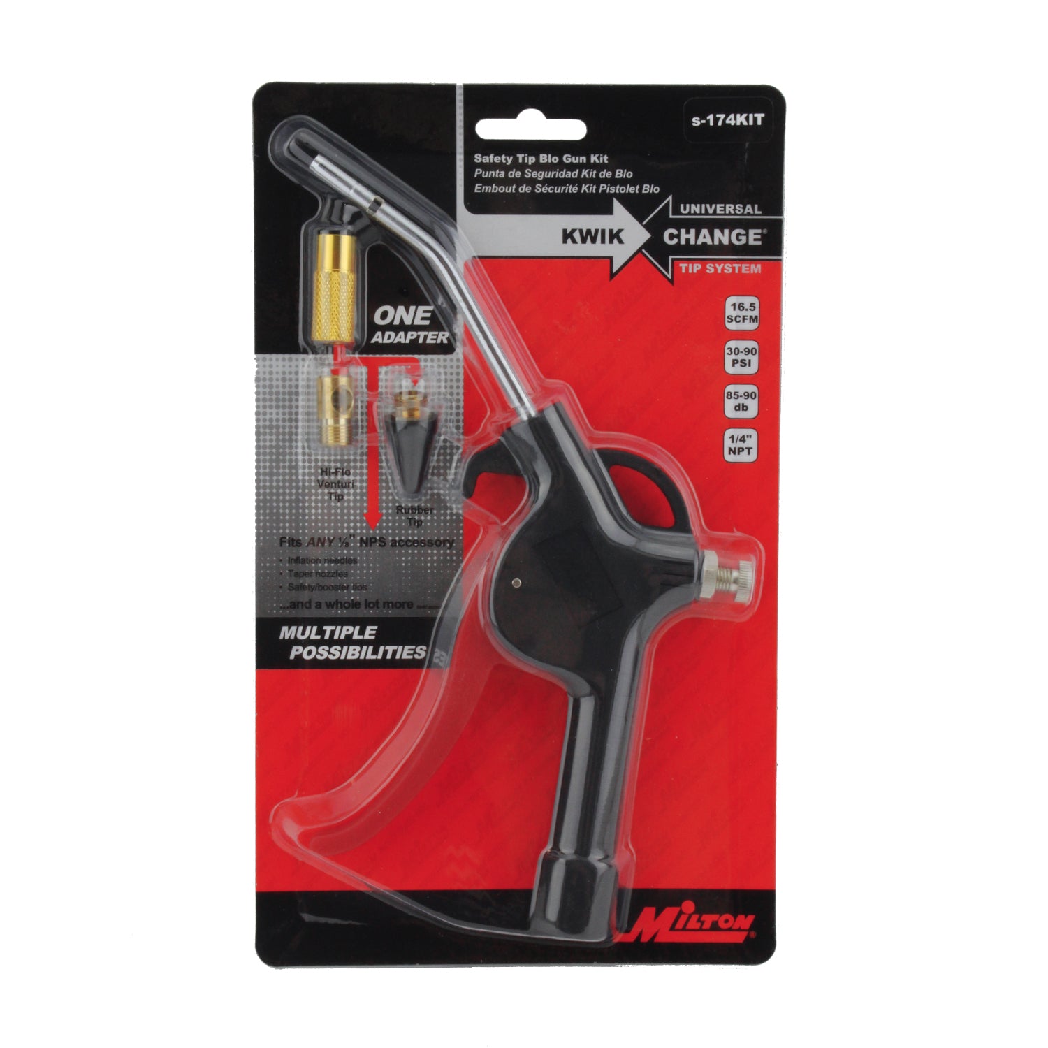 Pistol Grip Blow Gun Kit, Safety Tip Nozzle and KWIK-CHANGE® Universal Tip System (4-Piece)