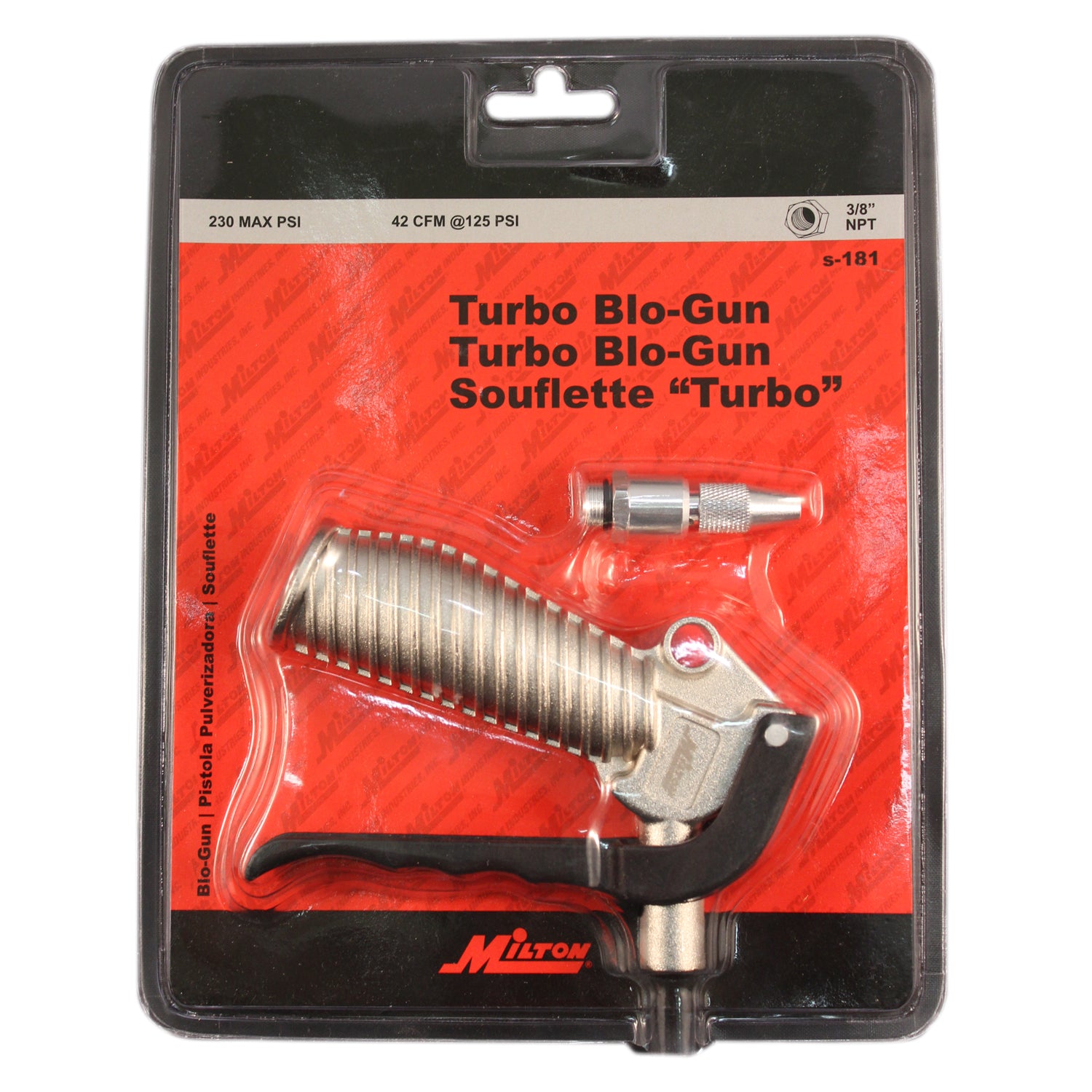 Turbo Pistol Grip Blow Gun - Adjustable Nozzle - 42 CFM - 230 Max PSI (S-181)