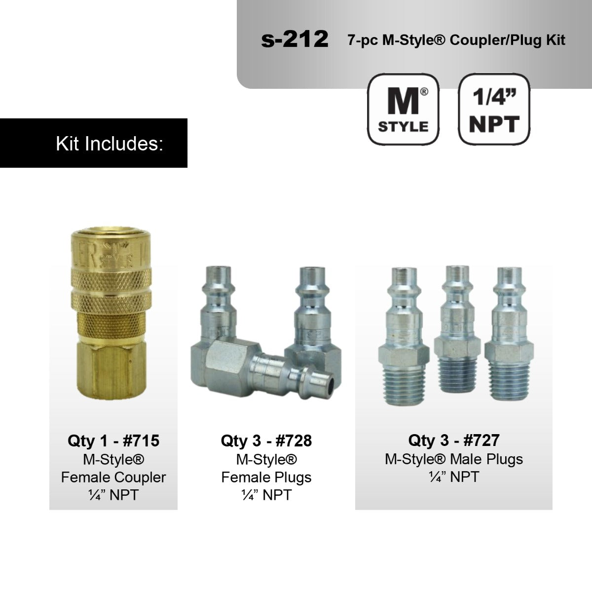 Milton M Style 1/4 Inch Male Air Line End Plug (727) – 2-Pack – NPT – Steel – Red