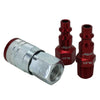 COLORFIT® M-STYLE® Coupler & Plug Kit - (M-STYLE®, Red) - 1/4" NPT (3-Piece)