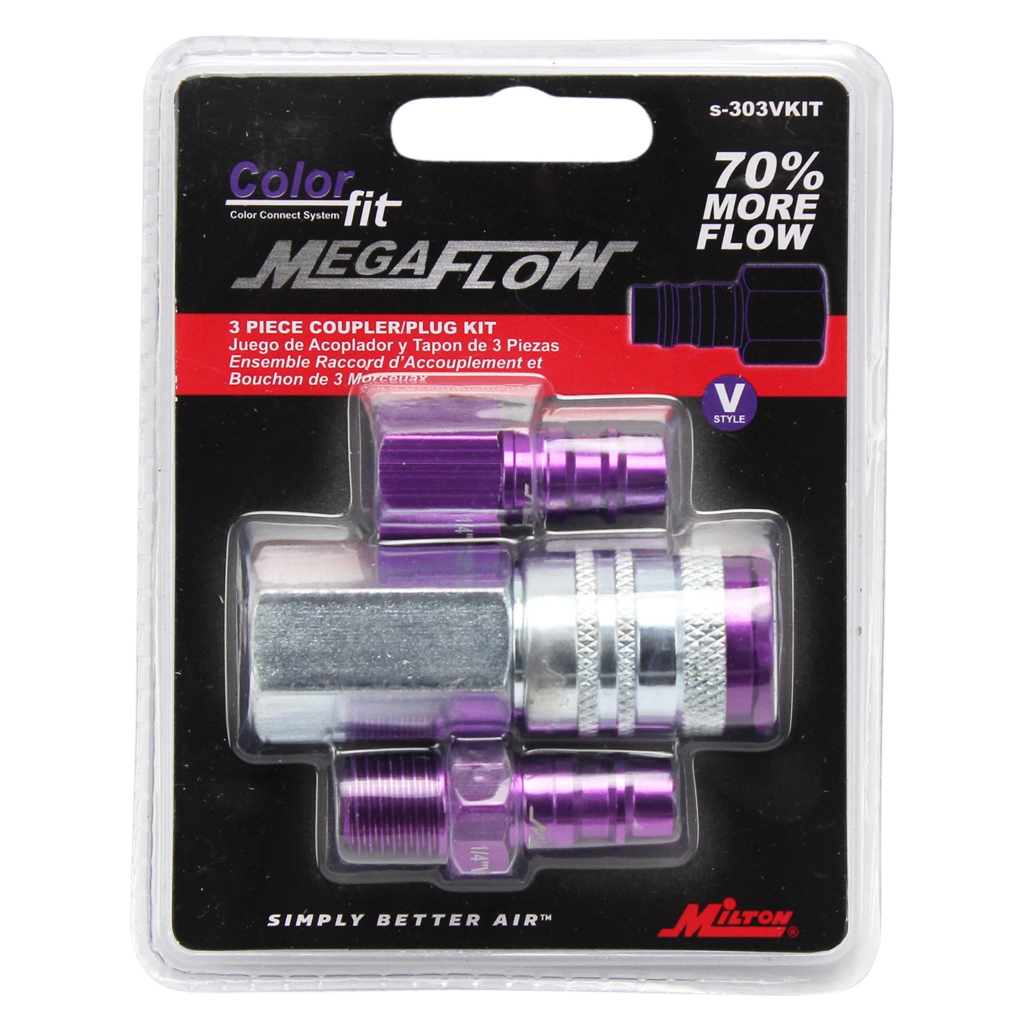 COLORFIT® HIGHFLOWPRO® Coupler & Plug Kit - (V-Style, Purple) - 1/4