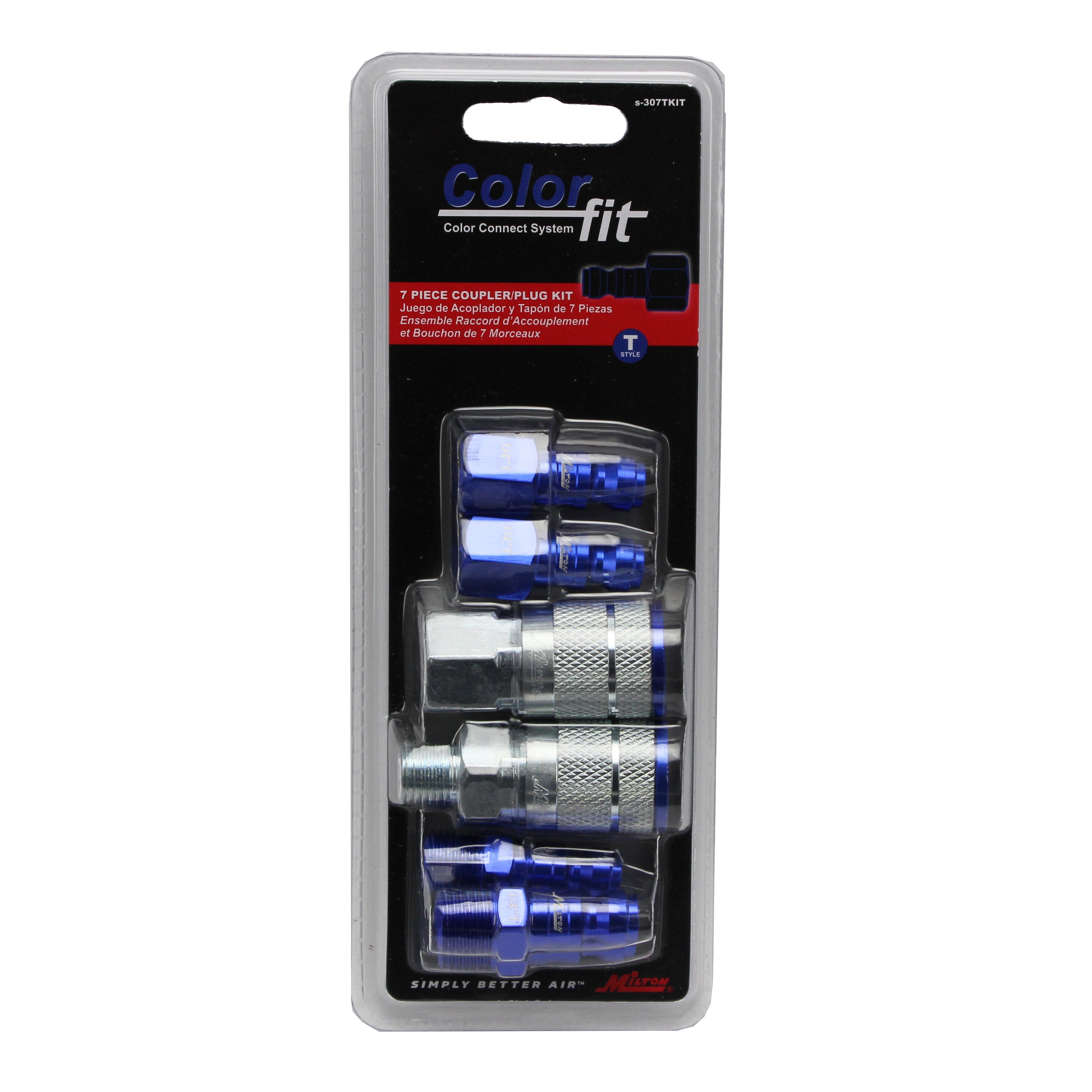COLORFIT® Coupler & Plug Kit - (T-Style, Blue) - 1/4