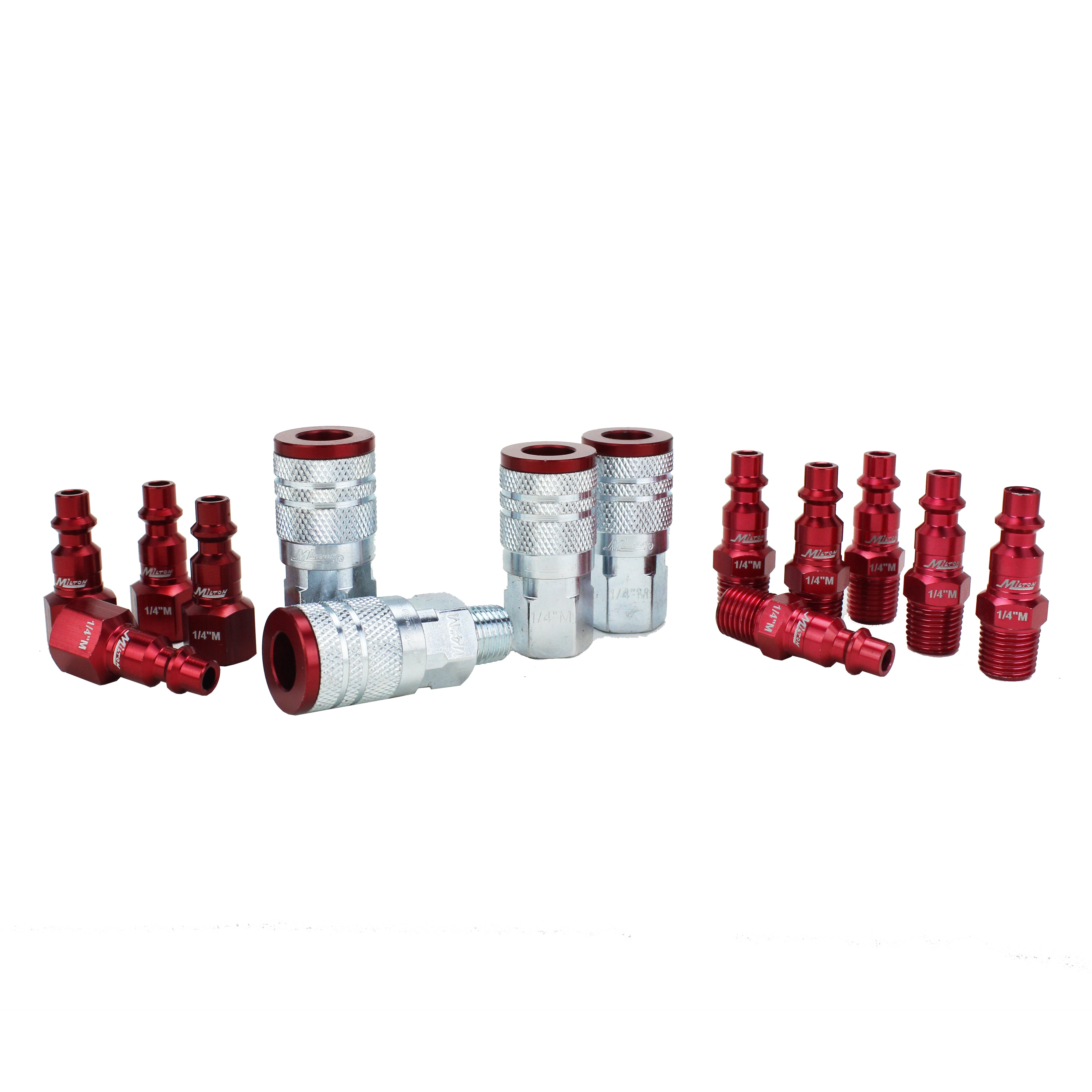 COLORFIT® Coupler & Plug Kit Industries Red) (M-Style, Milton - NPT, — - | Industries (14-Piece) 1/4\